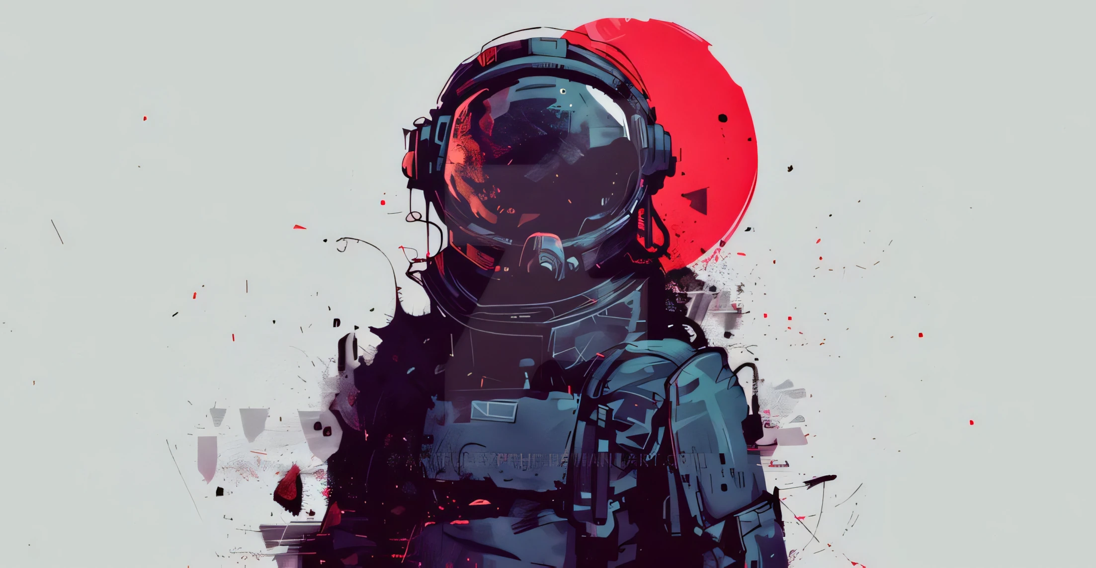 Abstract Astronaut Silhouette with Crimson Sun Wallpaper