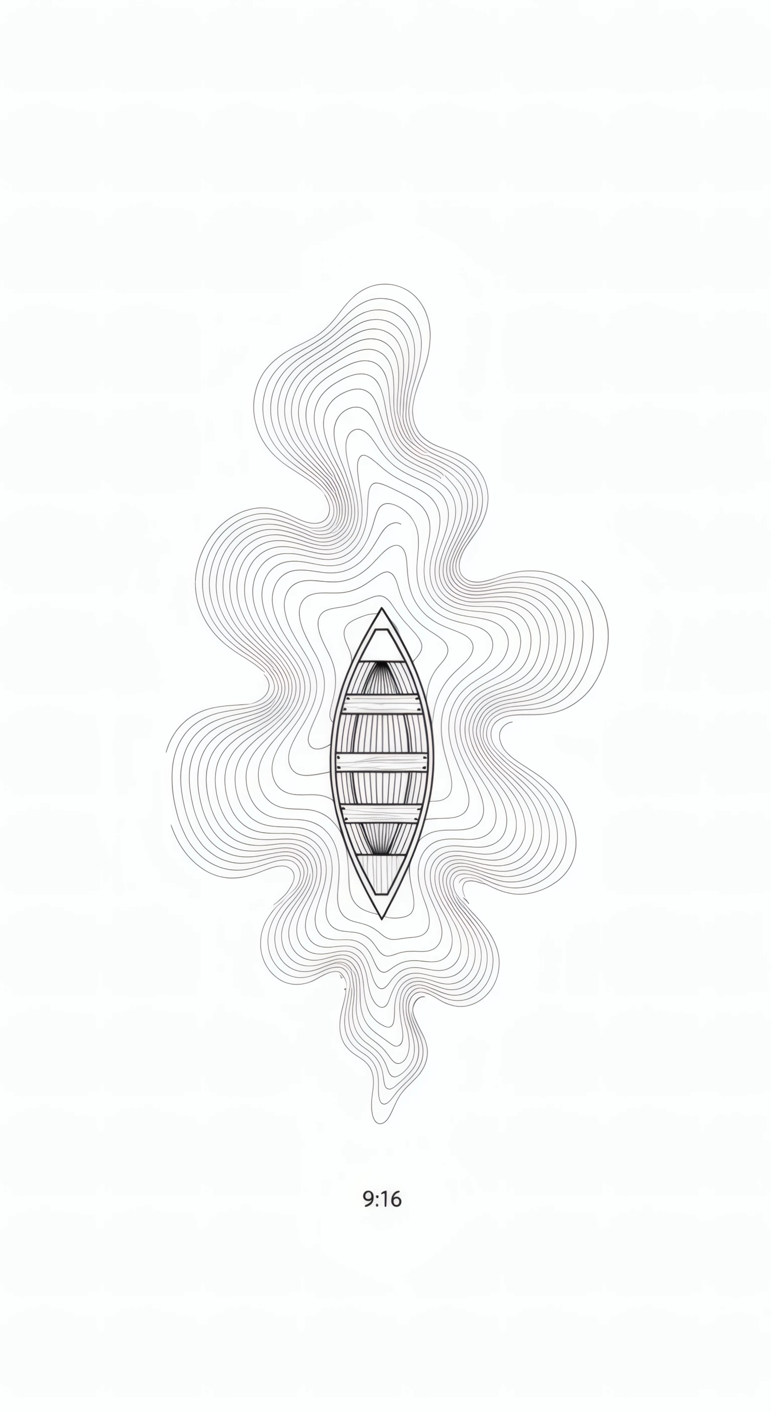 Abstract Boat in Topographic Lines