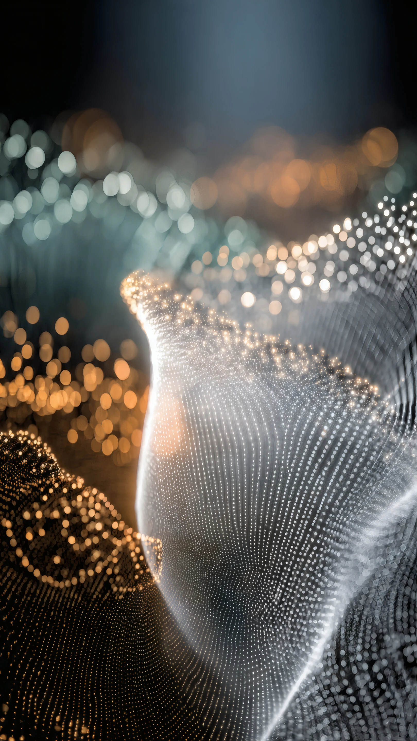 Abstract Glowing Dots Formation on Dark Background