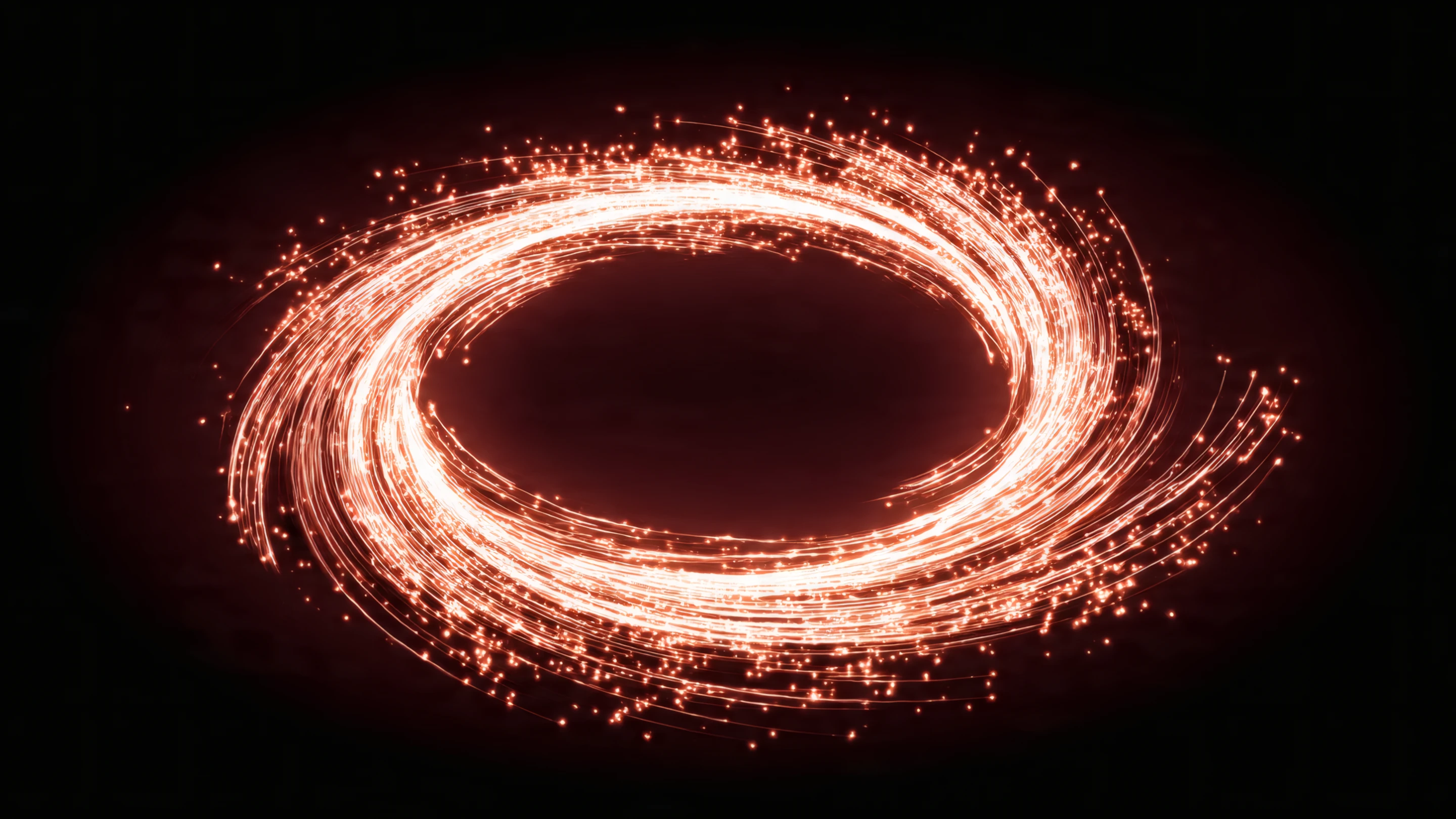 Abstract Glowing Light Trails on Dark Background