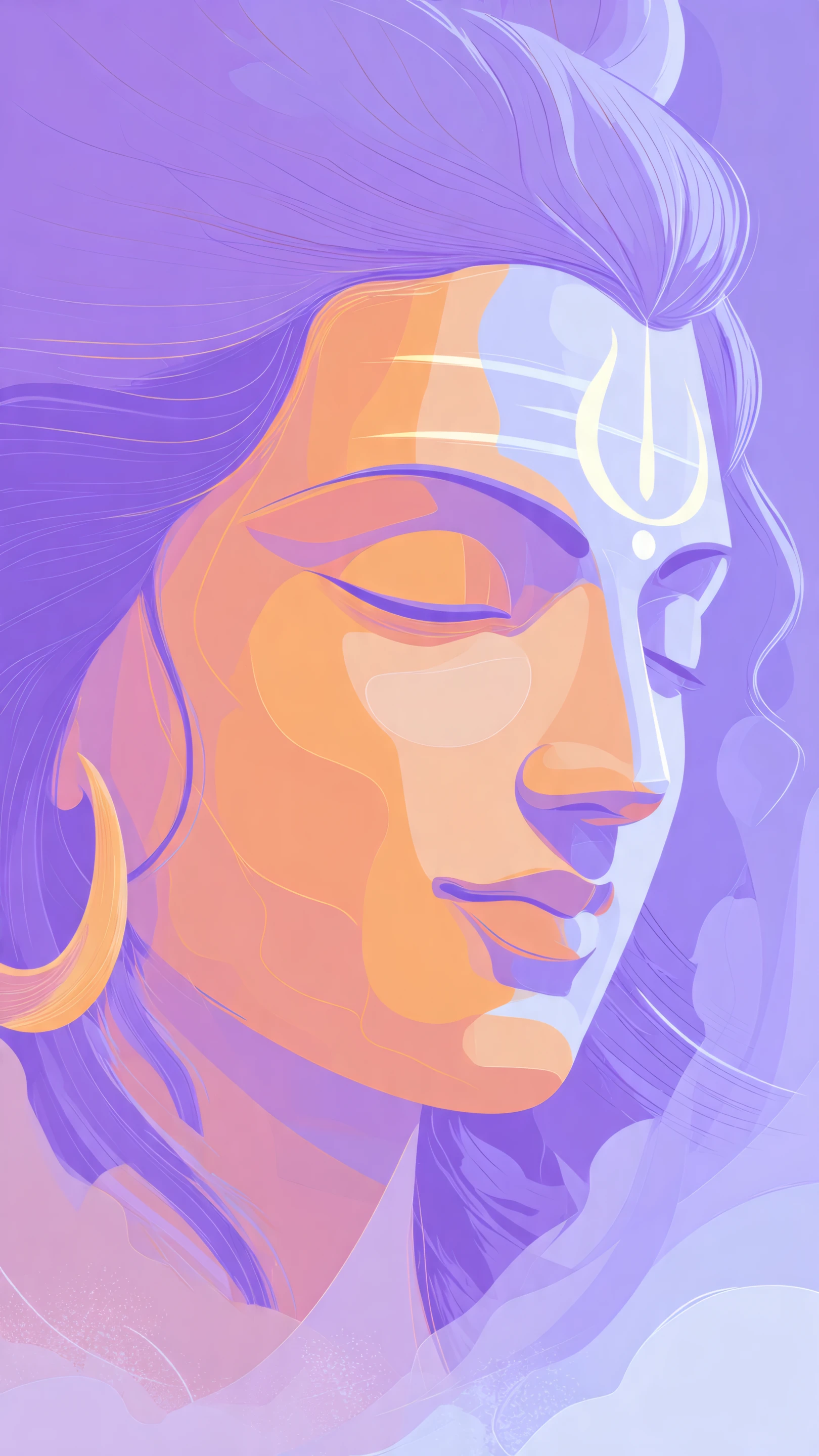 Abstract Illustration of Shiva in Purple and Orange