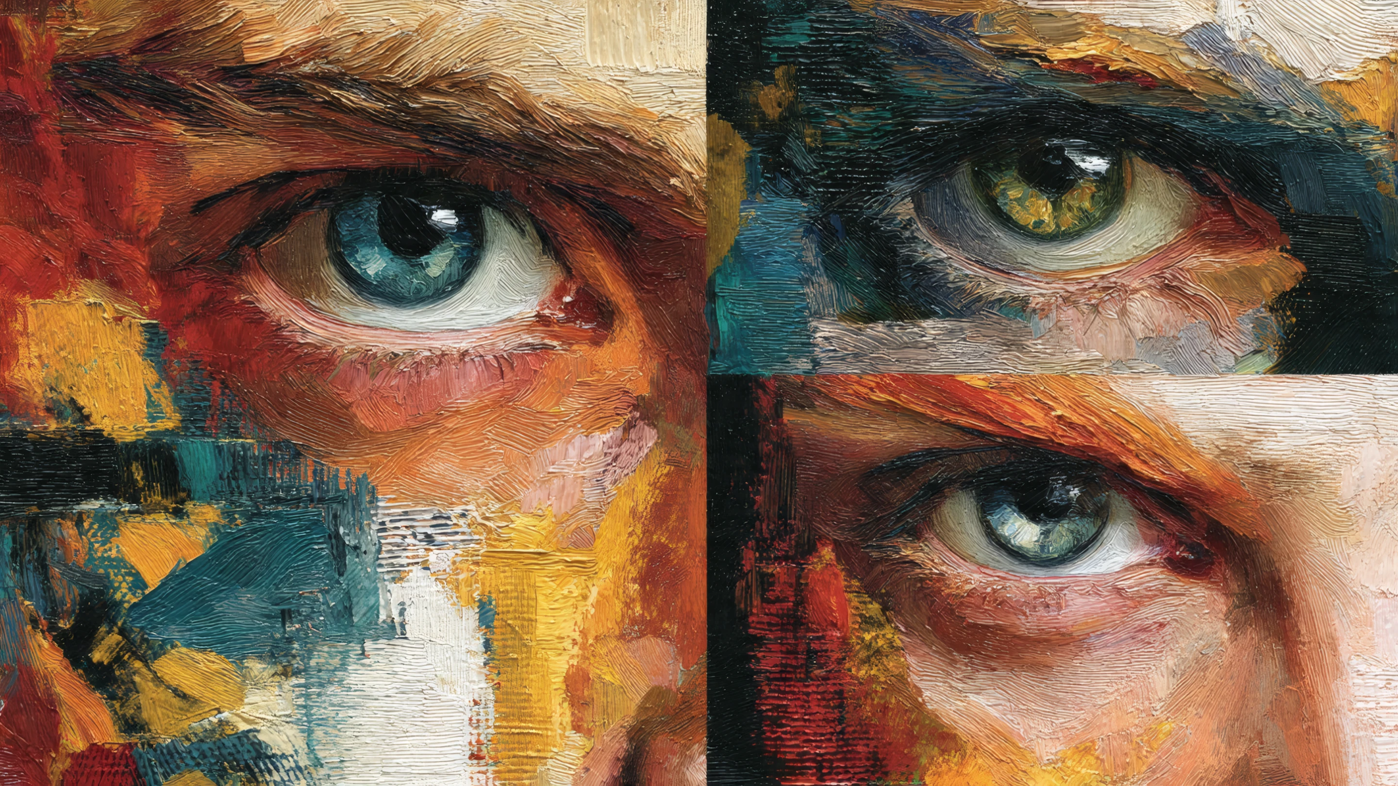 Abstract Oil Painting of Human Eyes Close-up