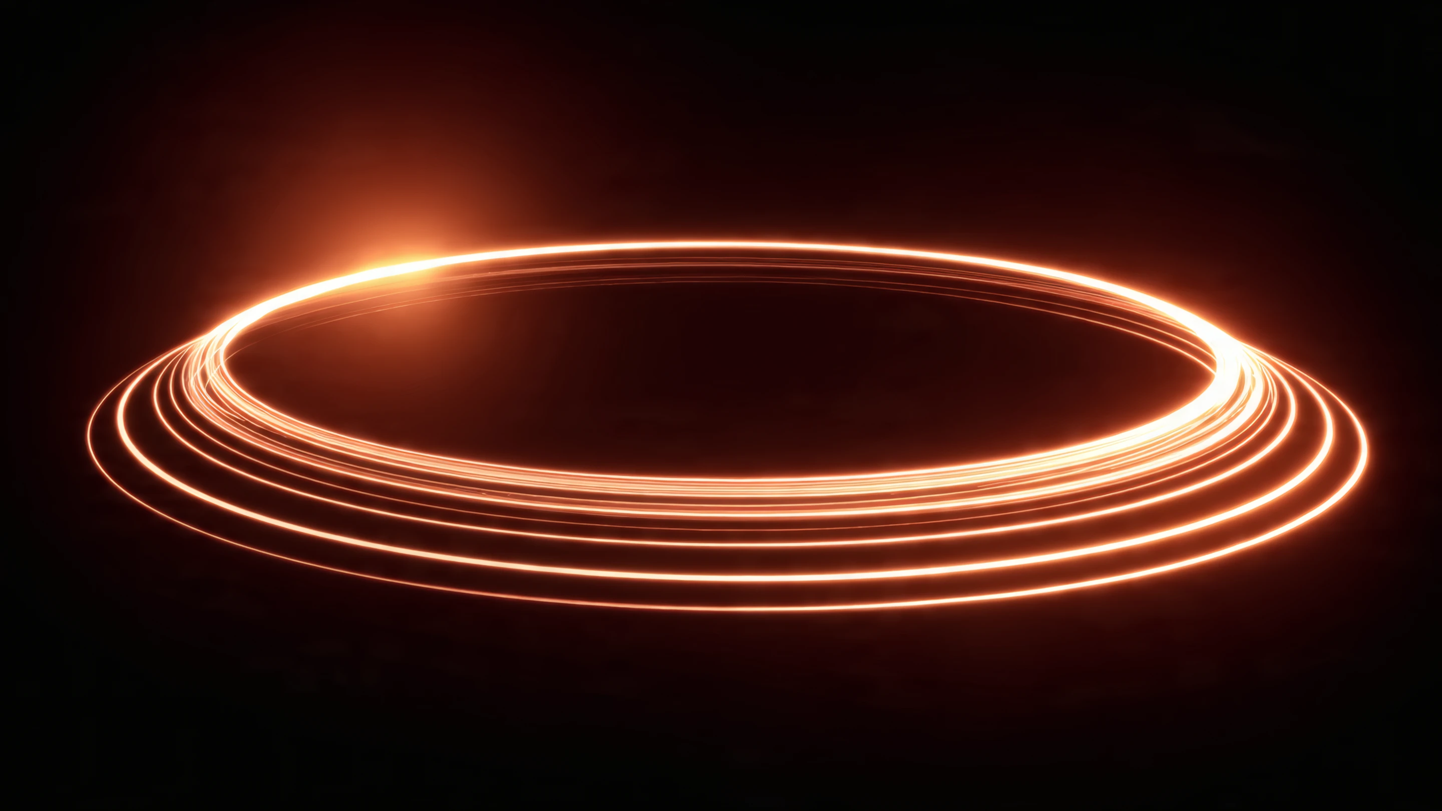 Abstract Orange Light Trails on Black Background