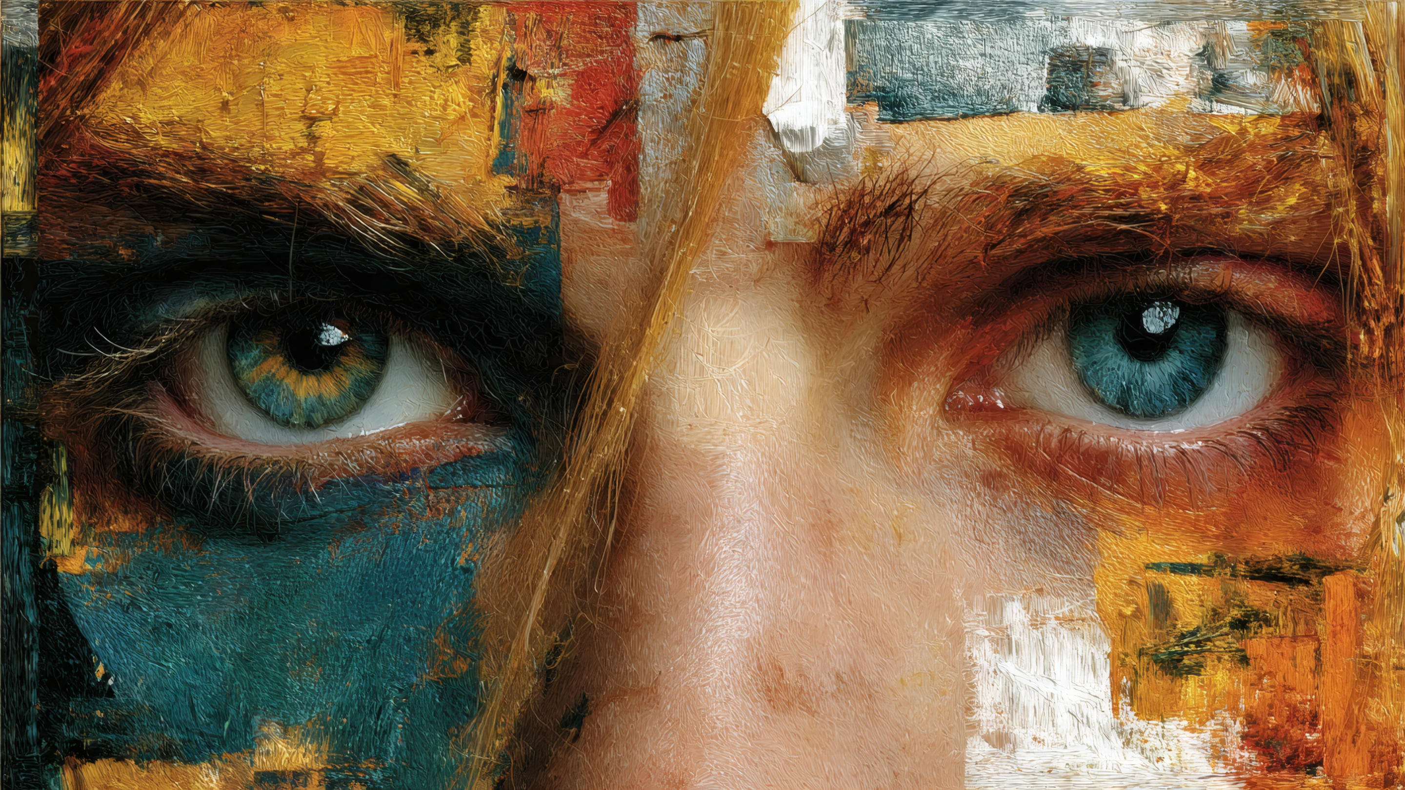 Abstract Portrait with Blue and Green Heterochromia Eyes