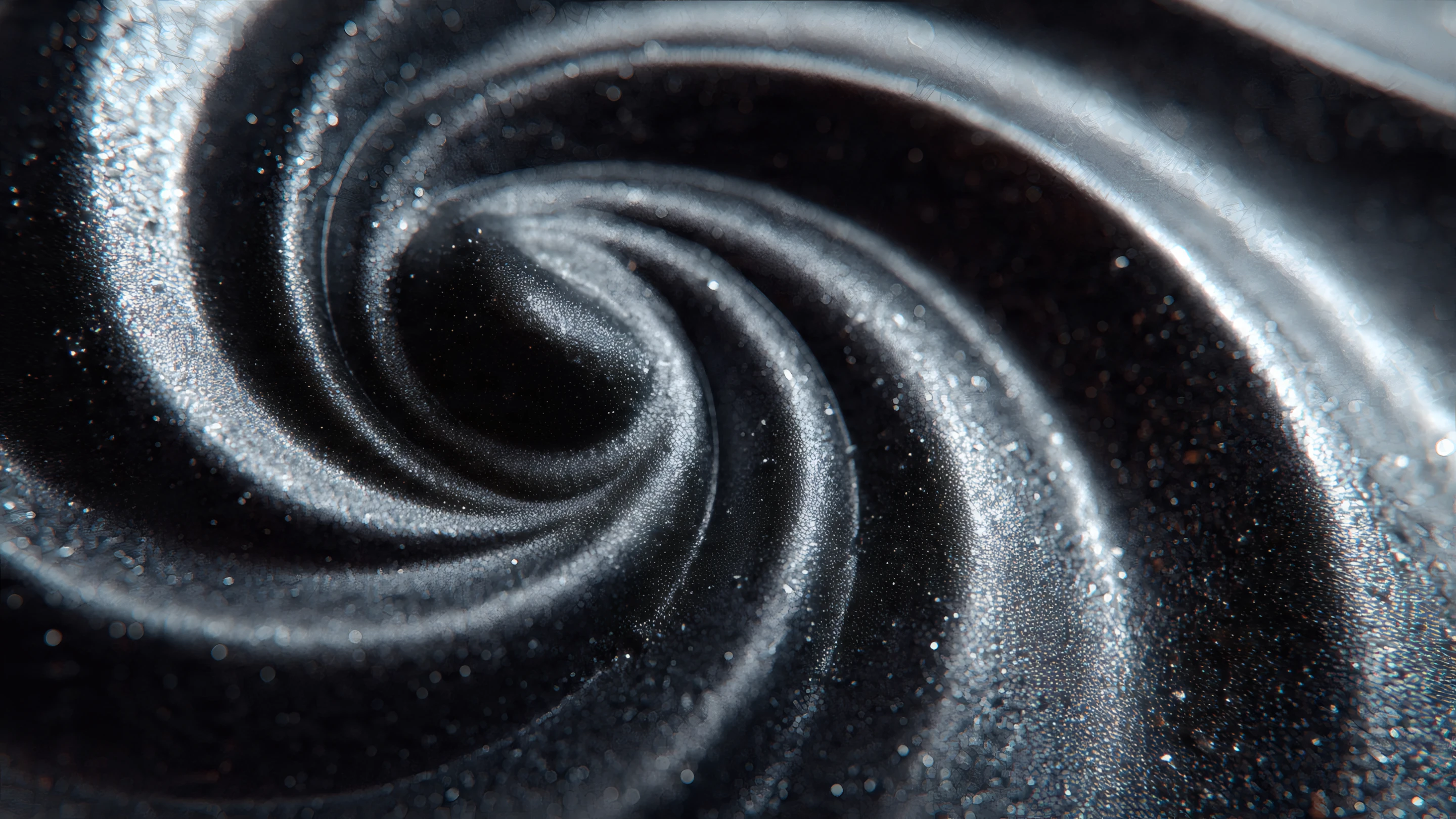 Abstract Swirl of Black Velvet Fabric with Glitter