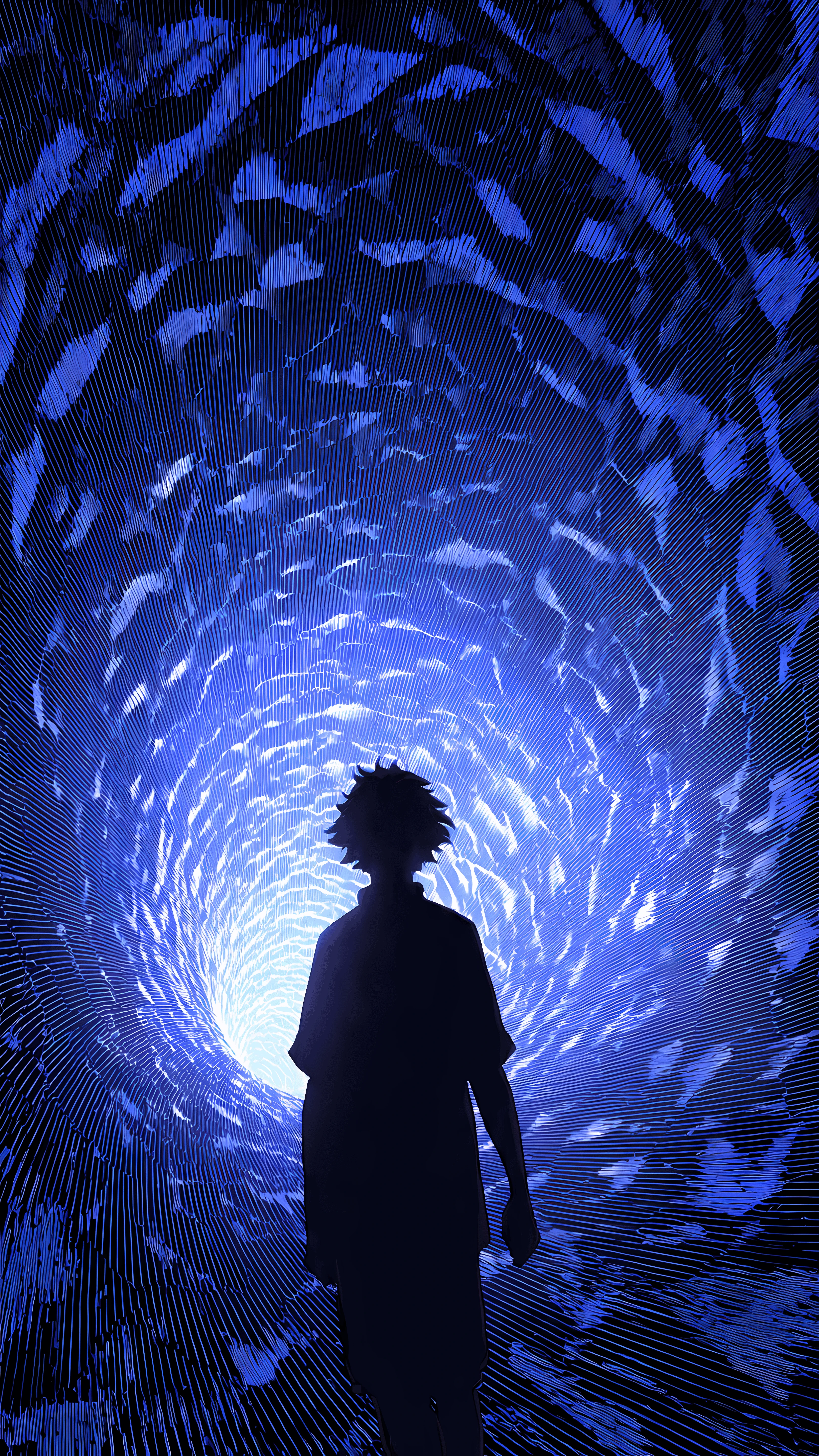 Abstract Tunnel of Light with Dark Silhouette