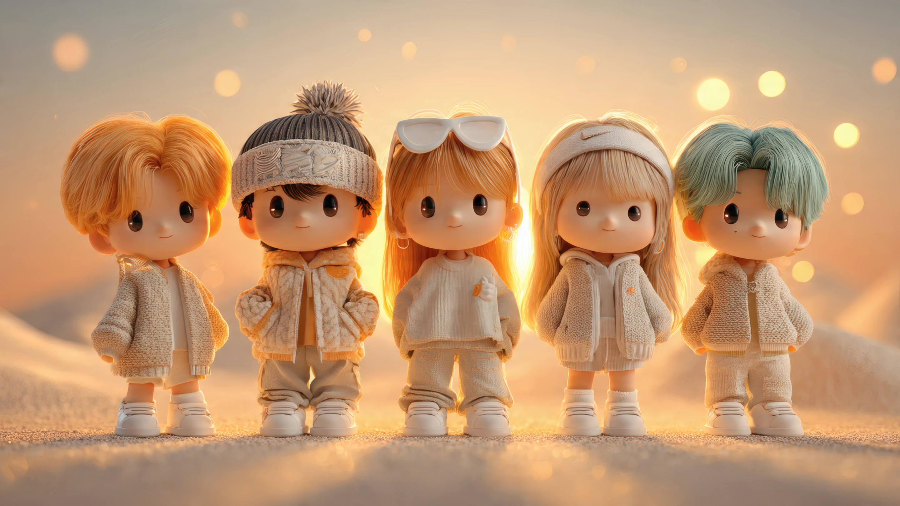 Adorable Chibi Dolls with Cozy Neutral Outfits