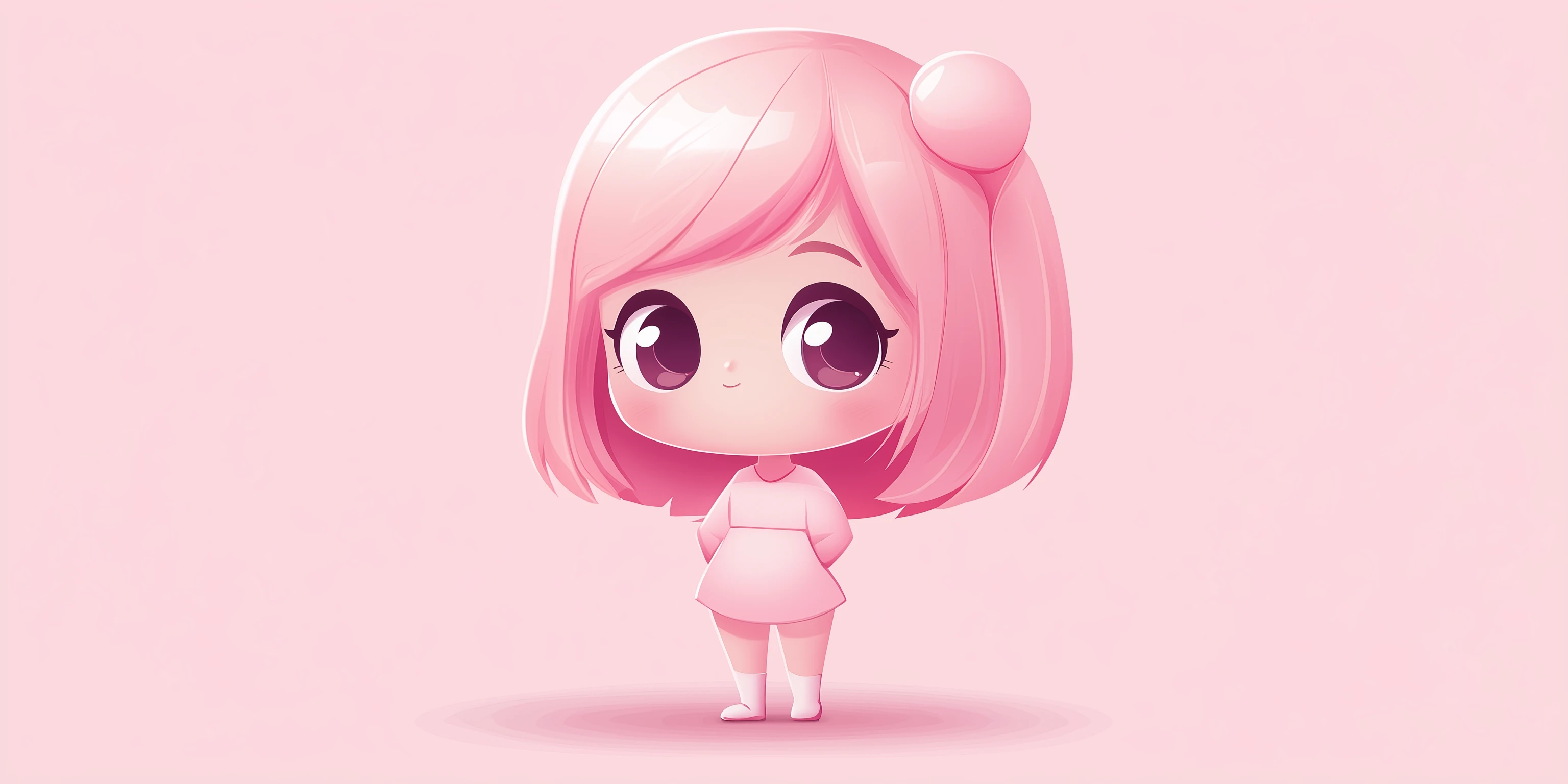 Adorable Chibi Girl with Pink Hair and Dress