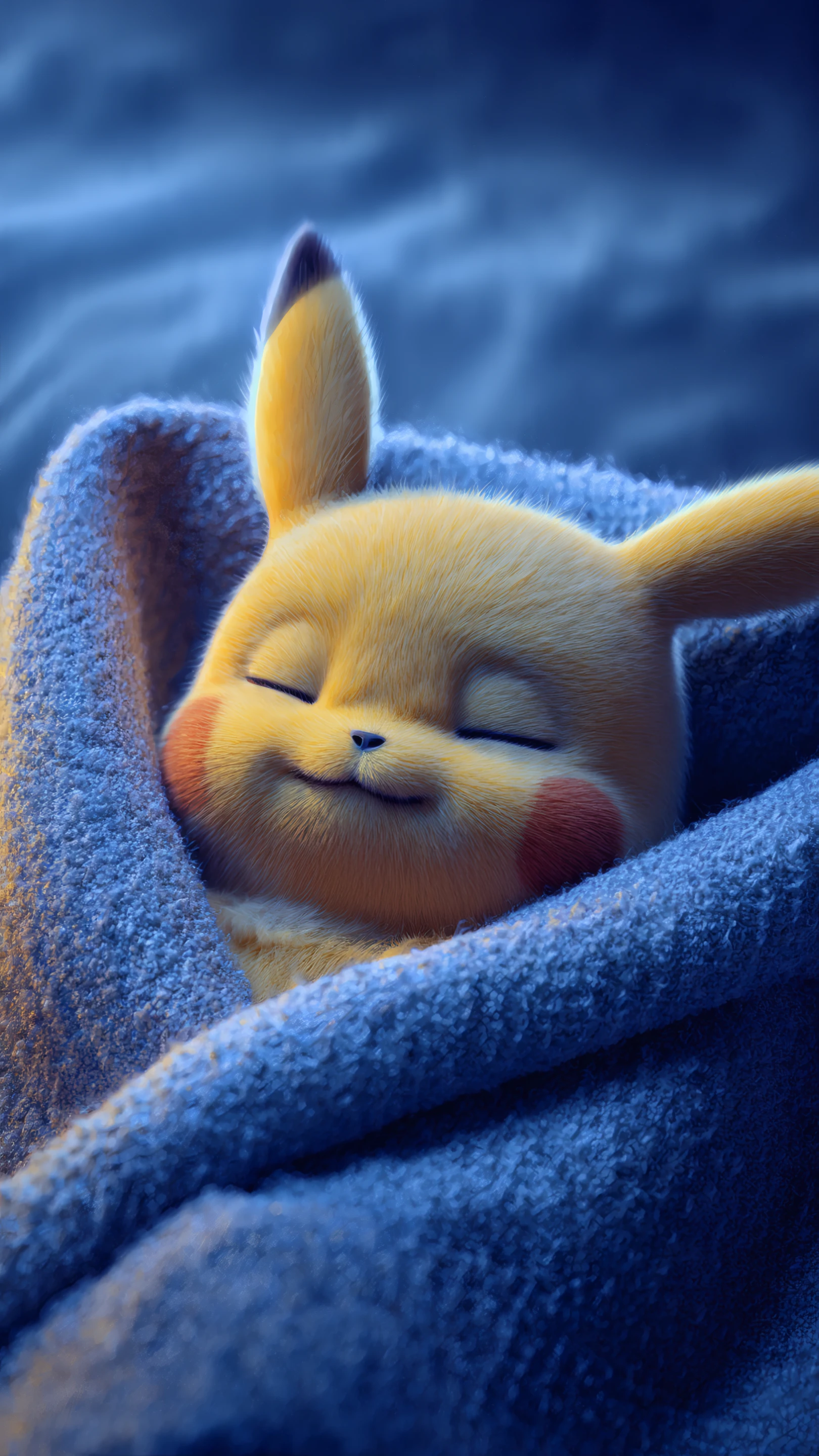 Adorable Pikachu Sleeping Peacefully in Cozy Blanket