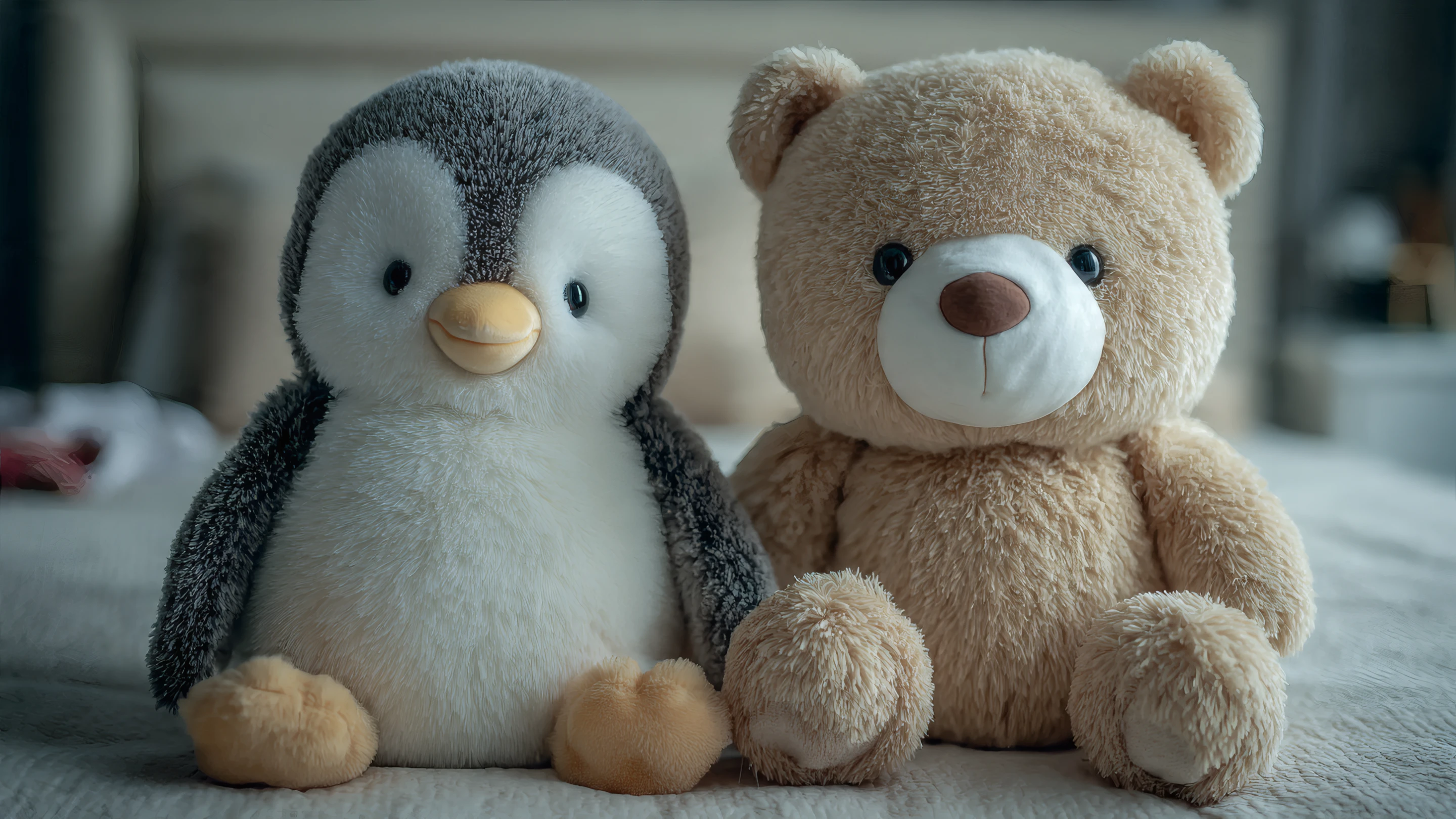 Adorable Plush Penguin and Teddy Bear Stuffed Animals