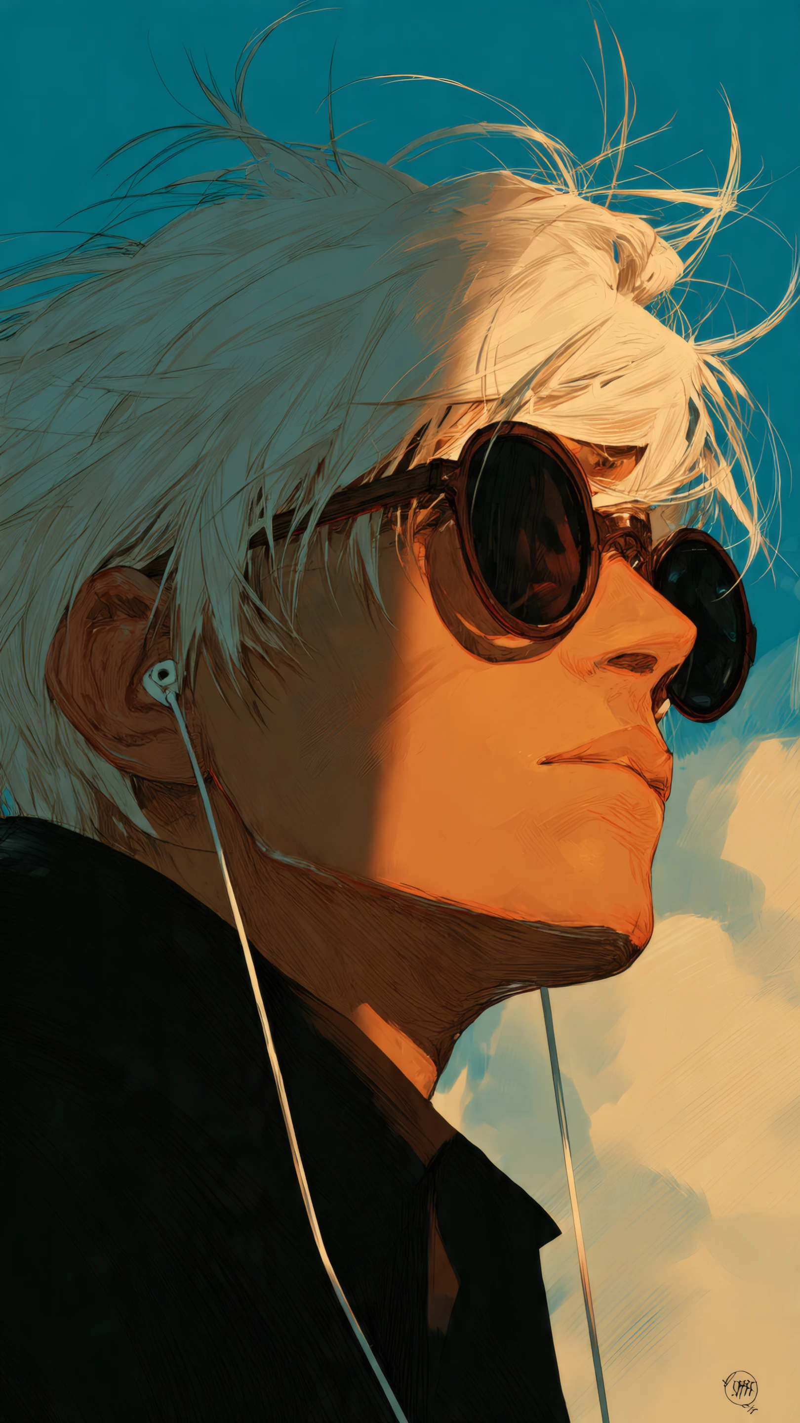 Anime Man with Sunglasses and White Hair Art