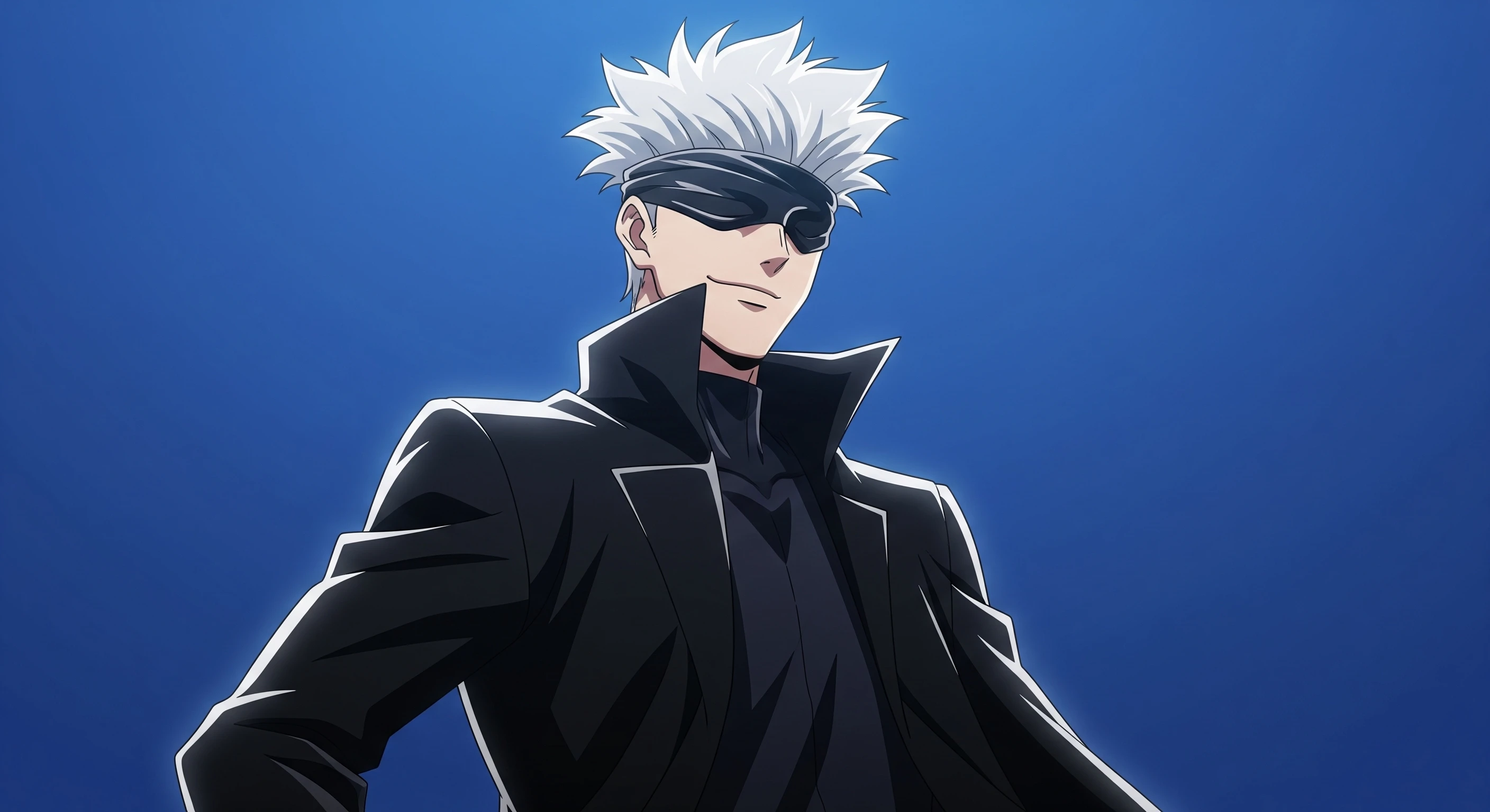 Anime Man with White Hair and Black Blindfold