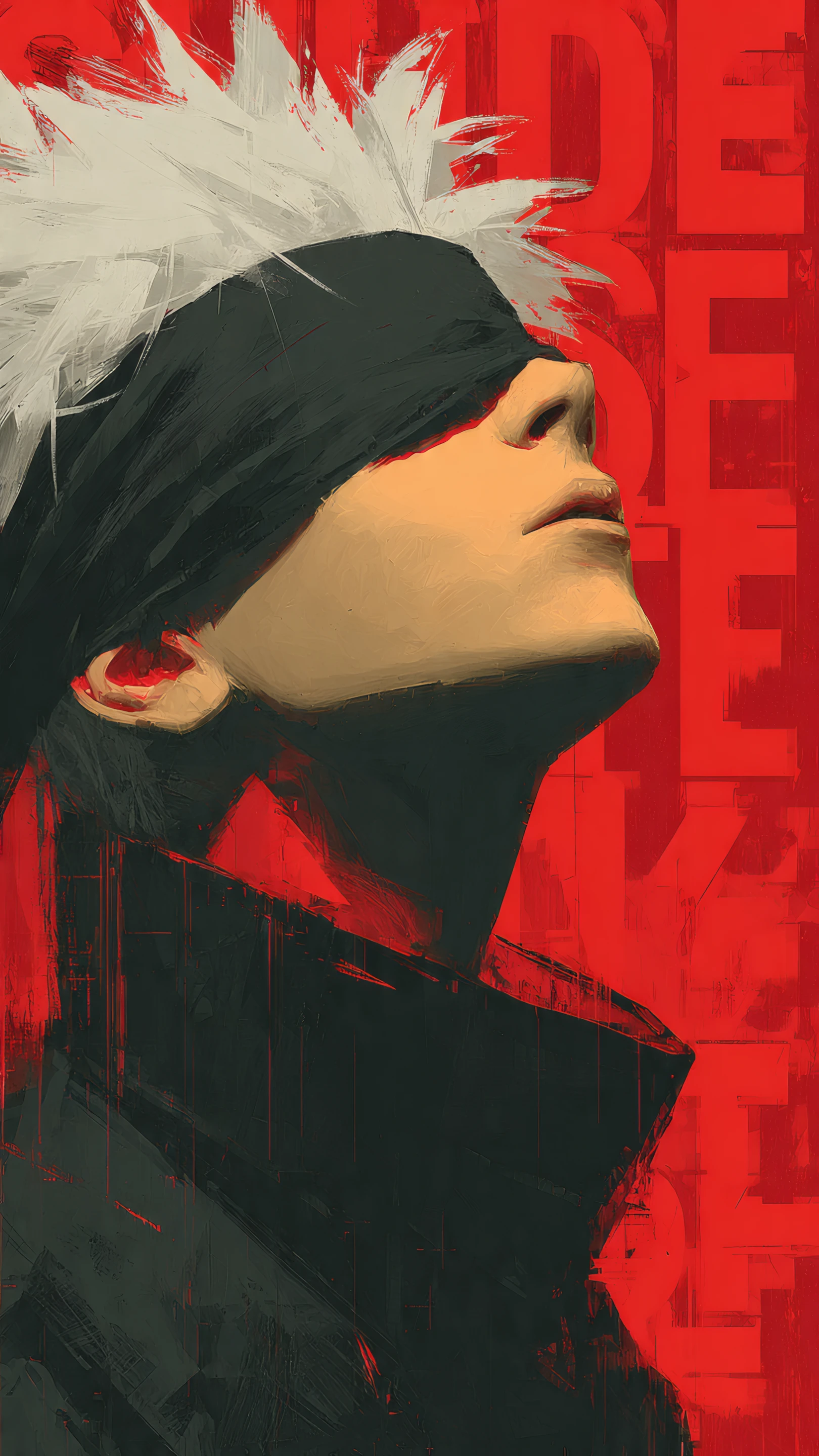 Anime Man with White Hair and Blindfold Art