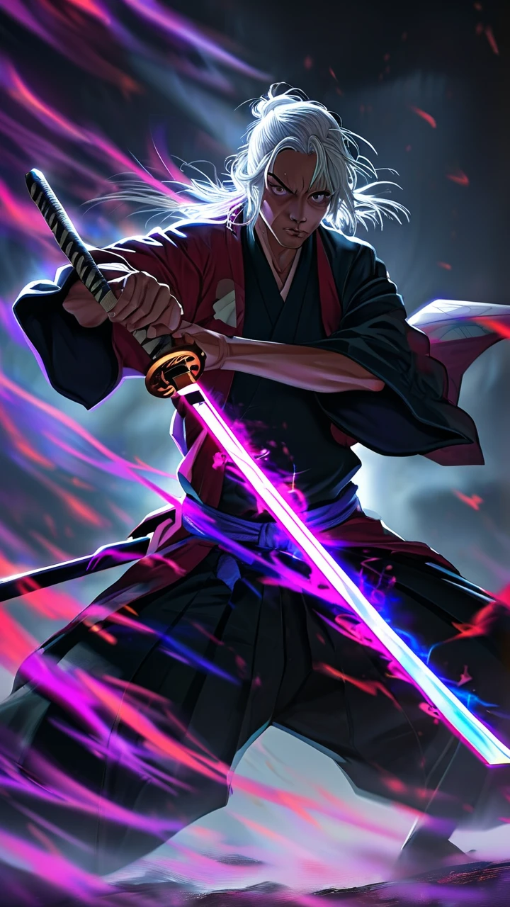 Anime Samurai Warrior with a Violet Blade