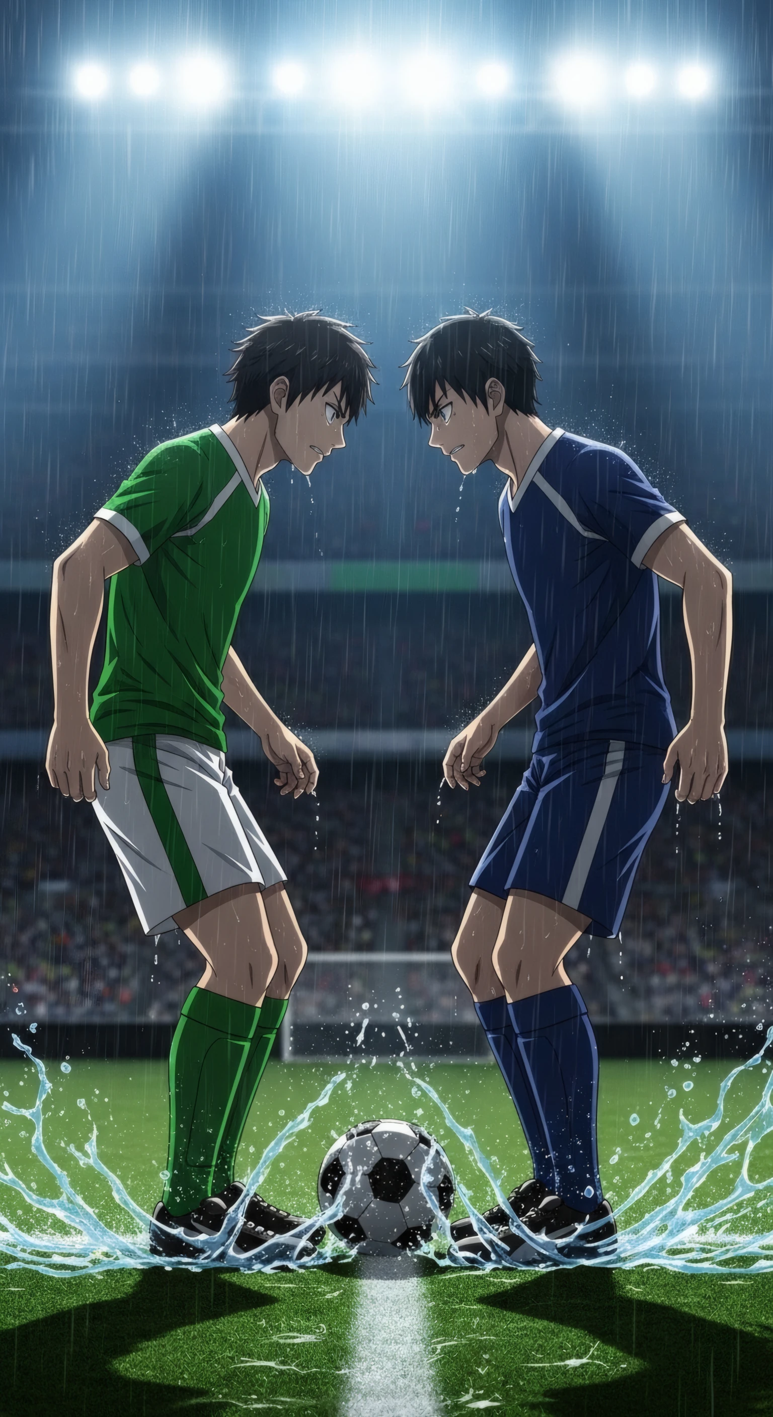 Anime Soccer Standoff in Pouring Rain