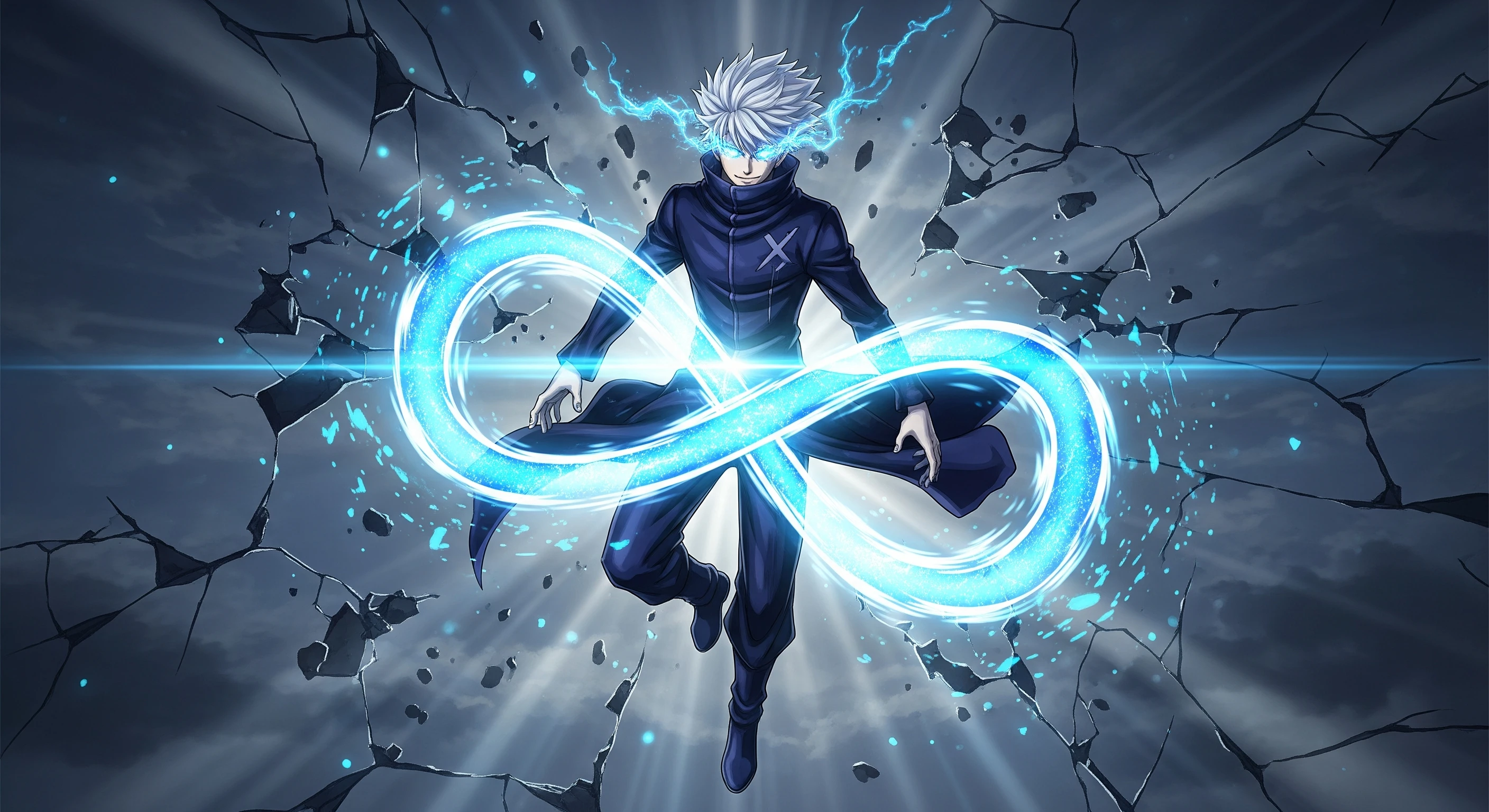 Anime Sorcerer Unleashing Infinite Blue Energy