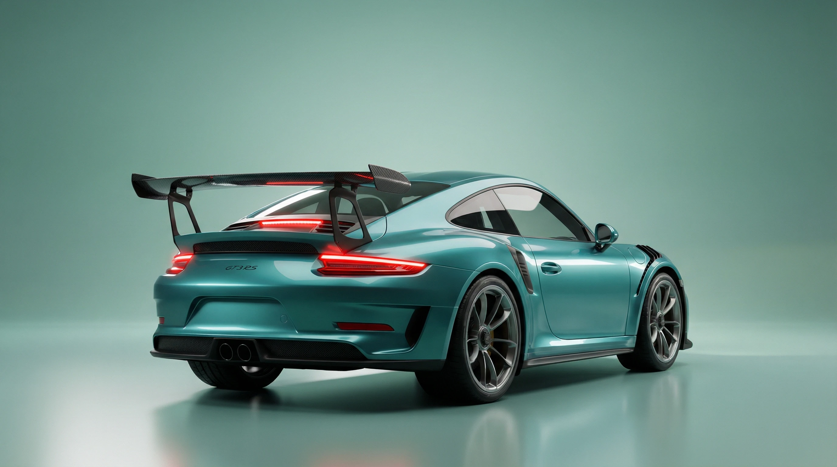 Aqua Porsche Gt3 Rs Sleek Lines and Sporty Design
