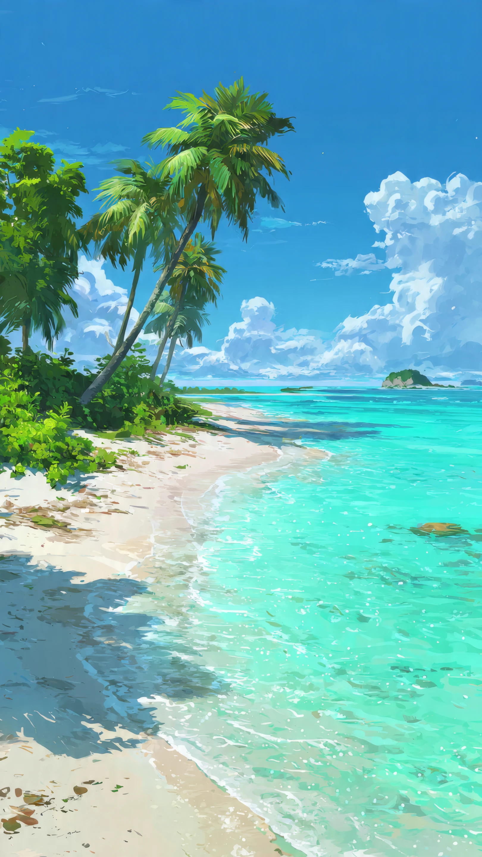 Azure Water and Palm Trees on Tropical Beach