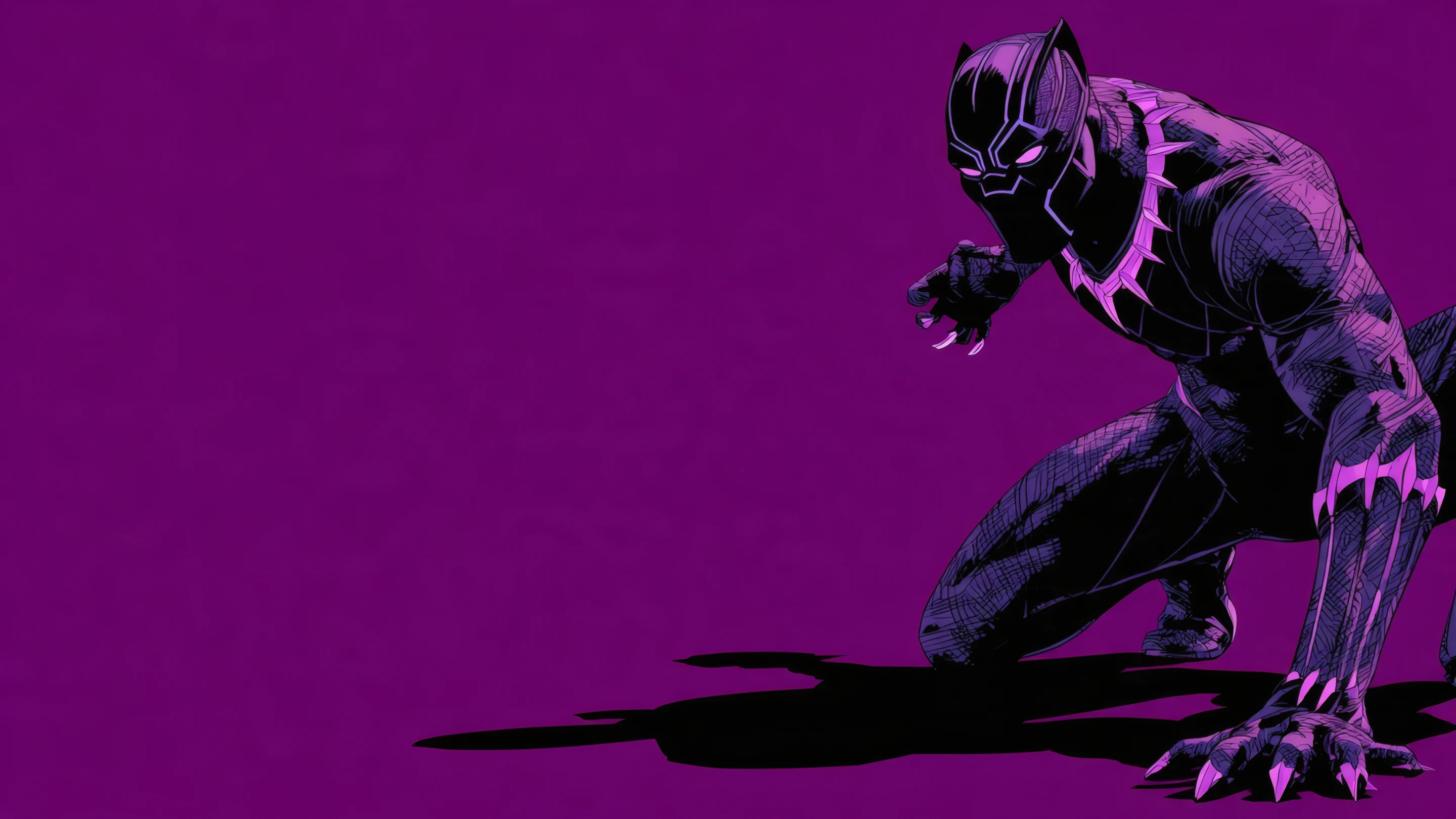 Black Panther Crouching Purple Comic Book Style
