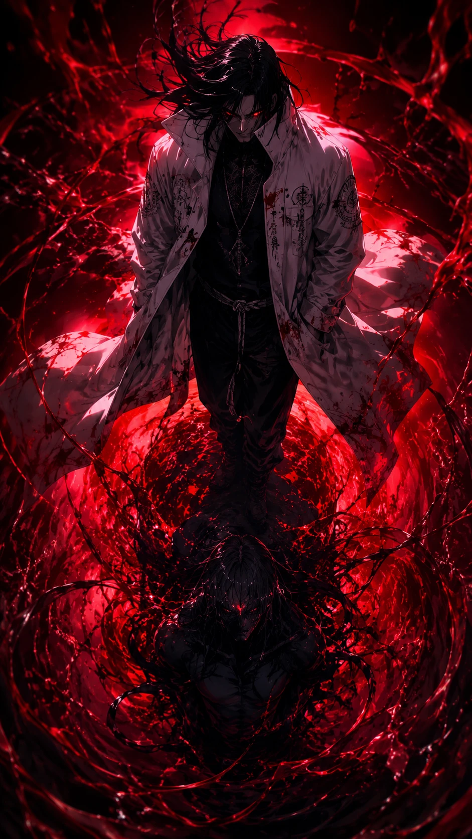 Bloody Vampire Anime Stare in Crimson Abyss wallpaper 941x1672