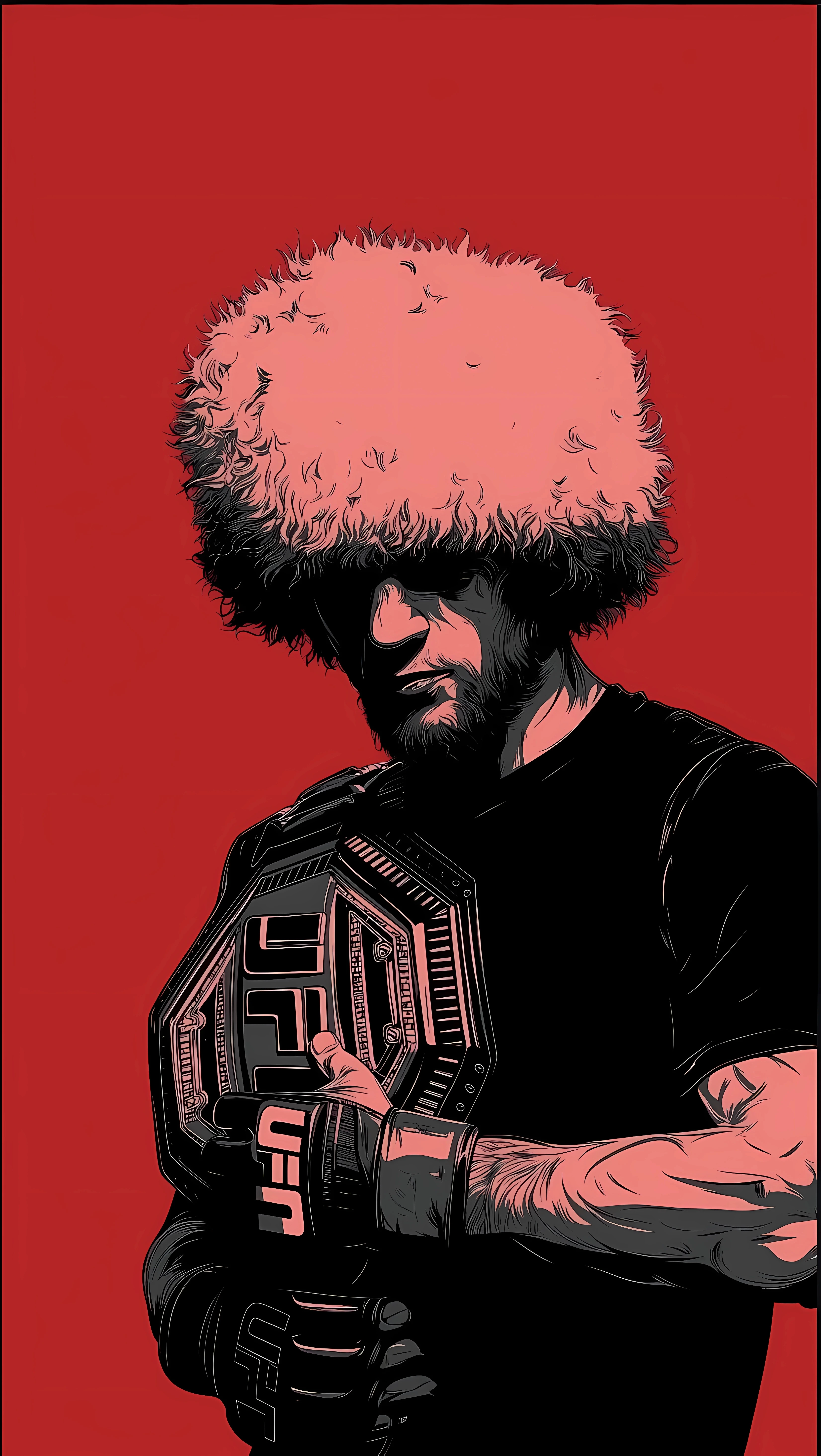 Bold Graphic Portrait of Ufc Fighter with Belt