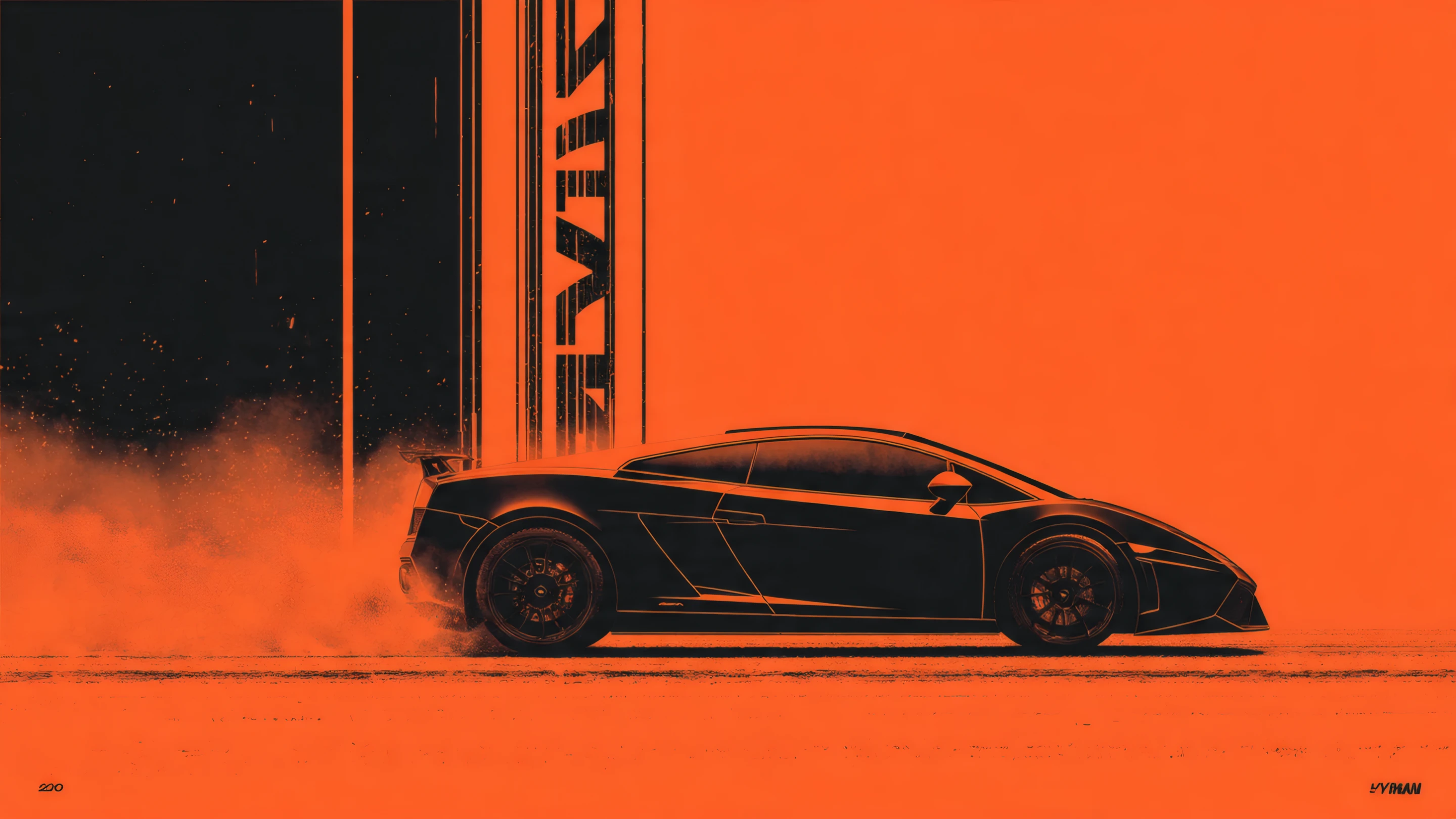 Bold Orange and Black Lamborghini Car Illustration