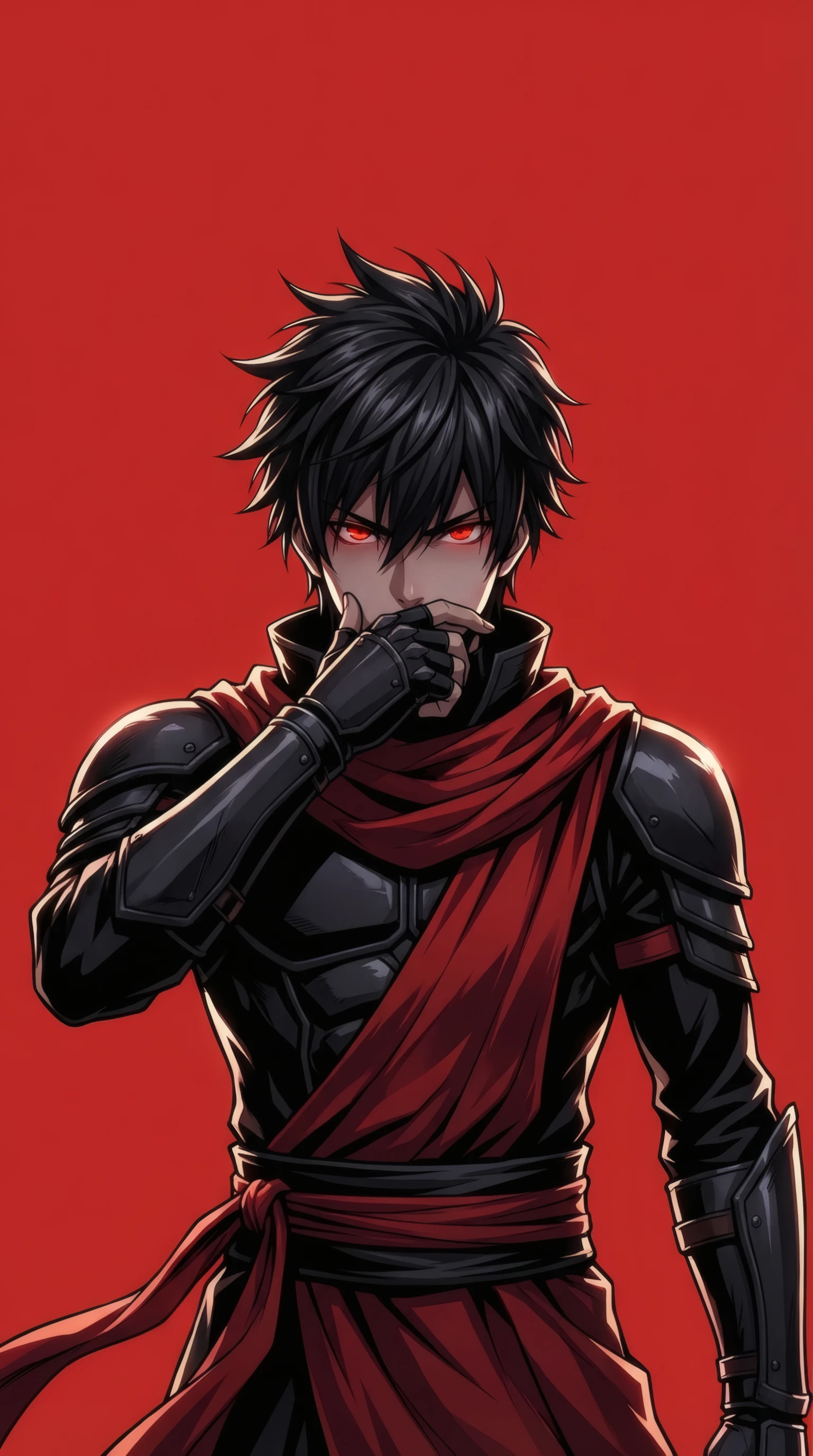Brooding Anime Ninja with Crimson Eyes