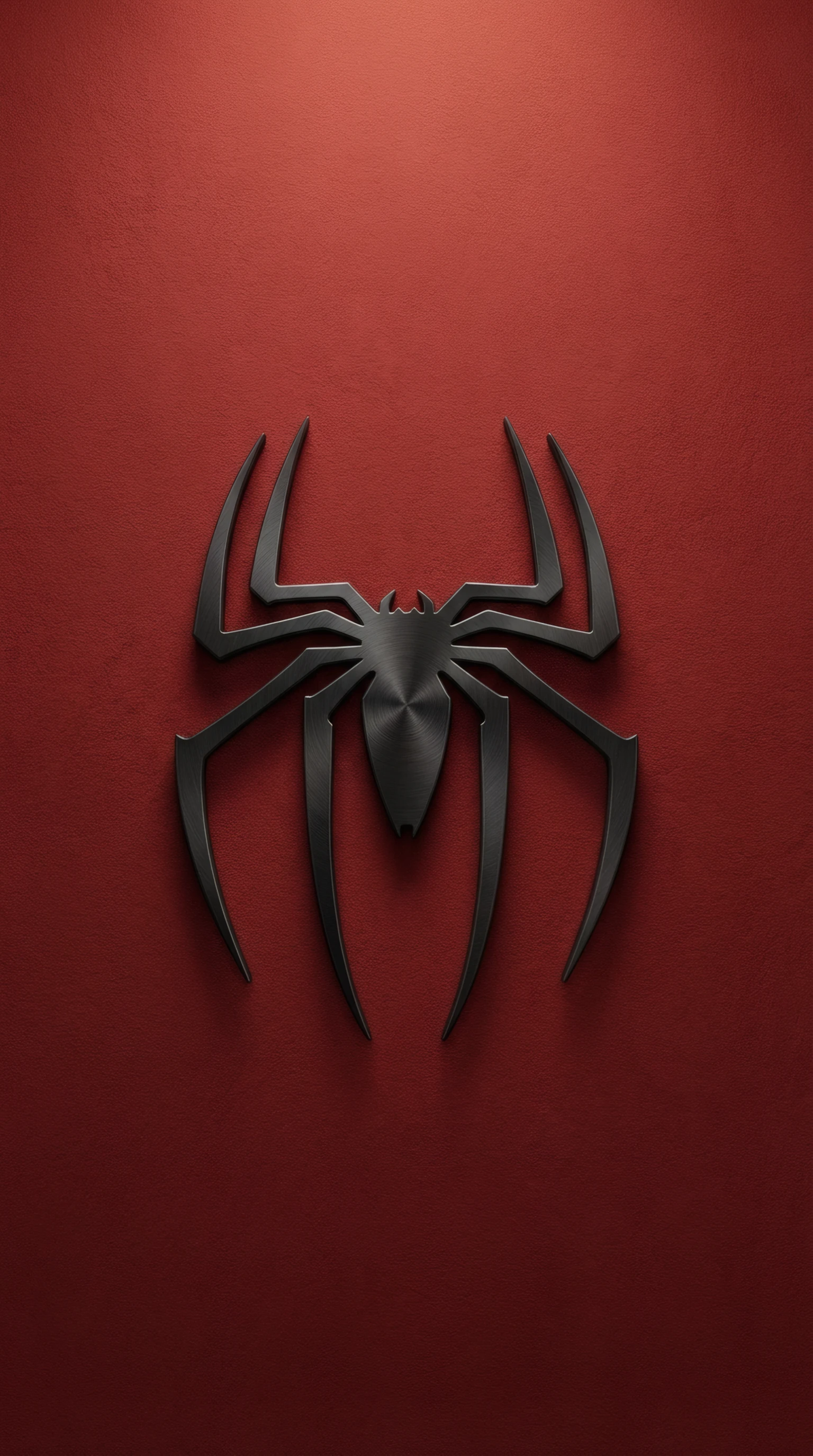Brushed Metal Spider Emblem on Crimson