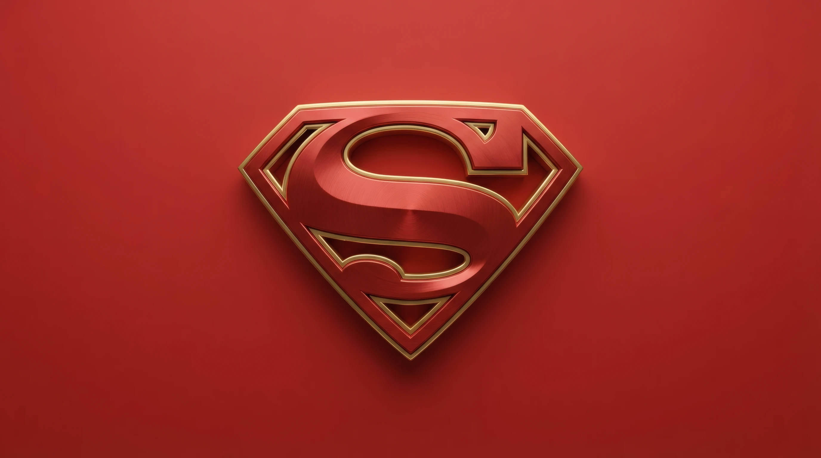 Brushed Metal Superman Logo on Crimson
