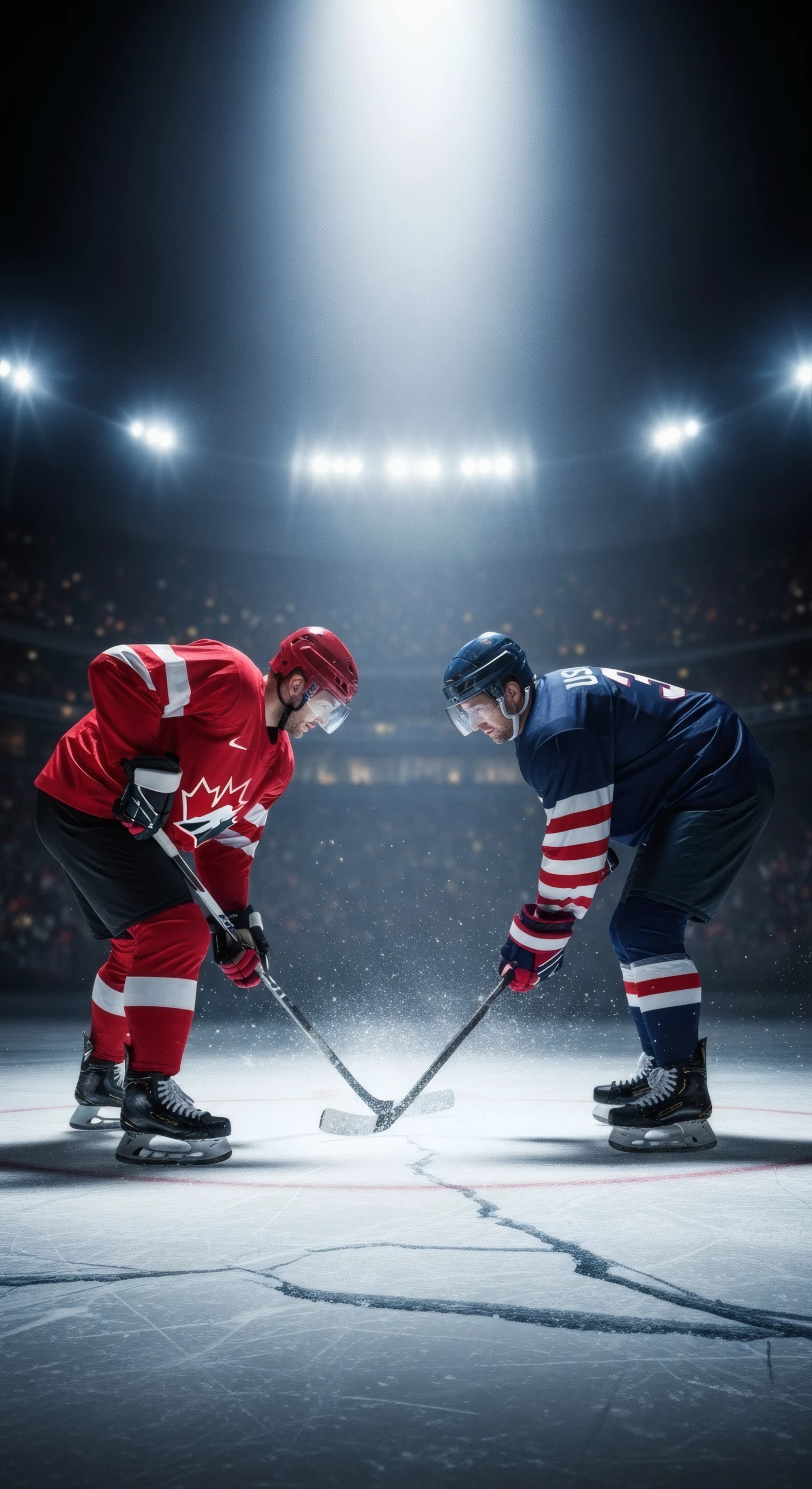 Canada Vs Usa Hockey Face-off in Arena