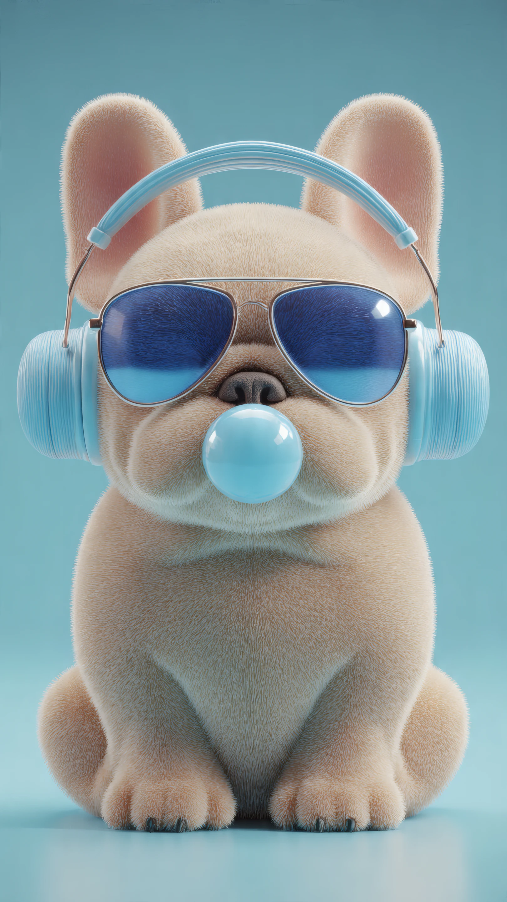 Cartoon Dog with Sunglasses and Bubblegum Blue Theme