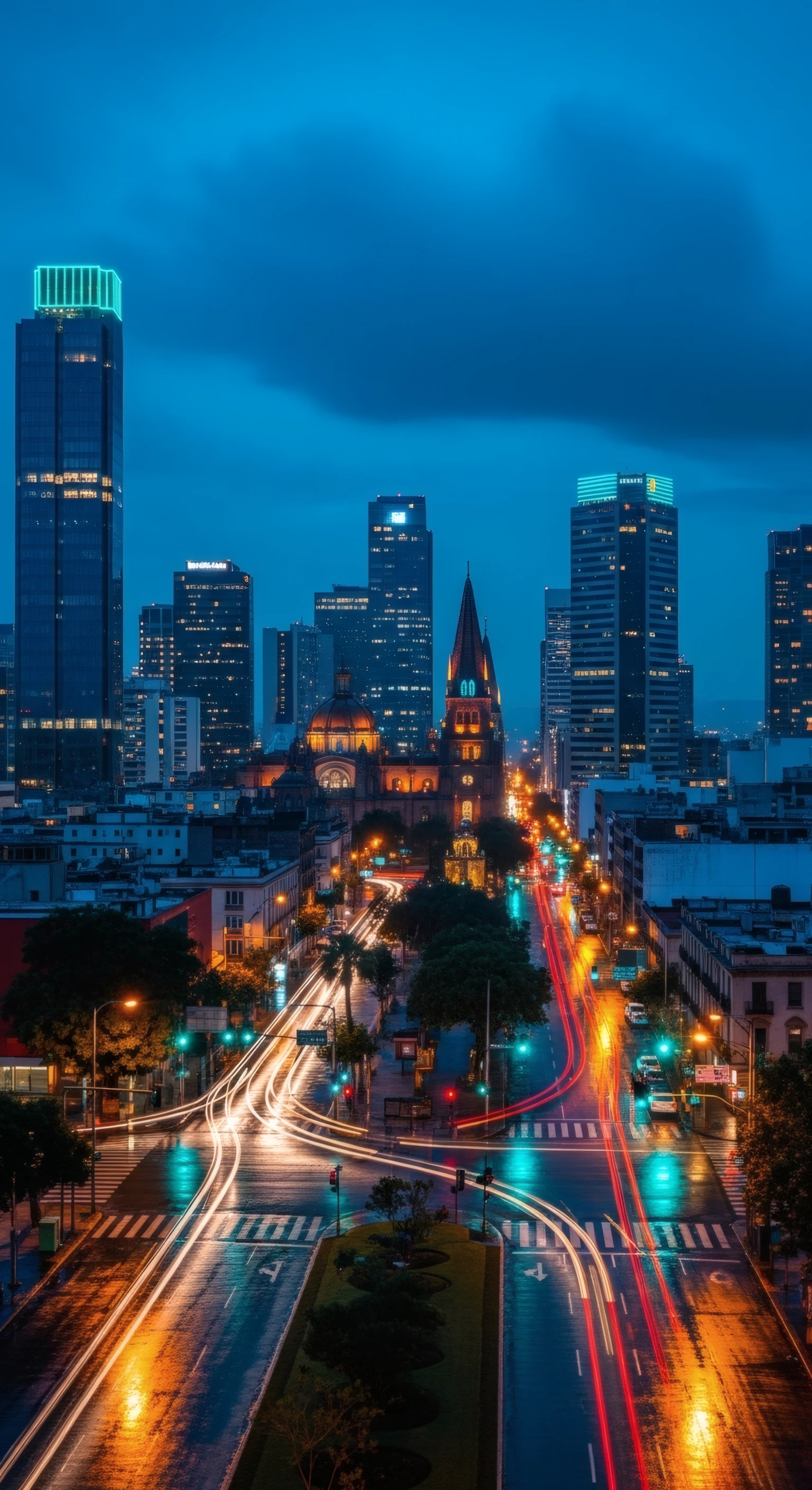 City Lights and Cathedral at Twilight