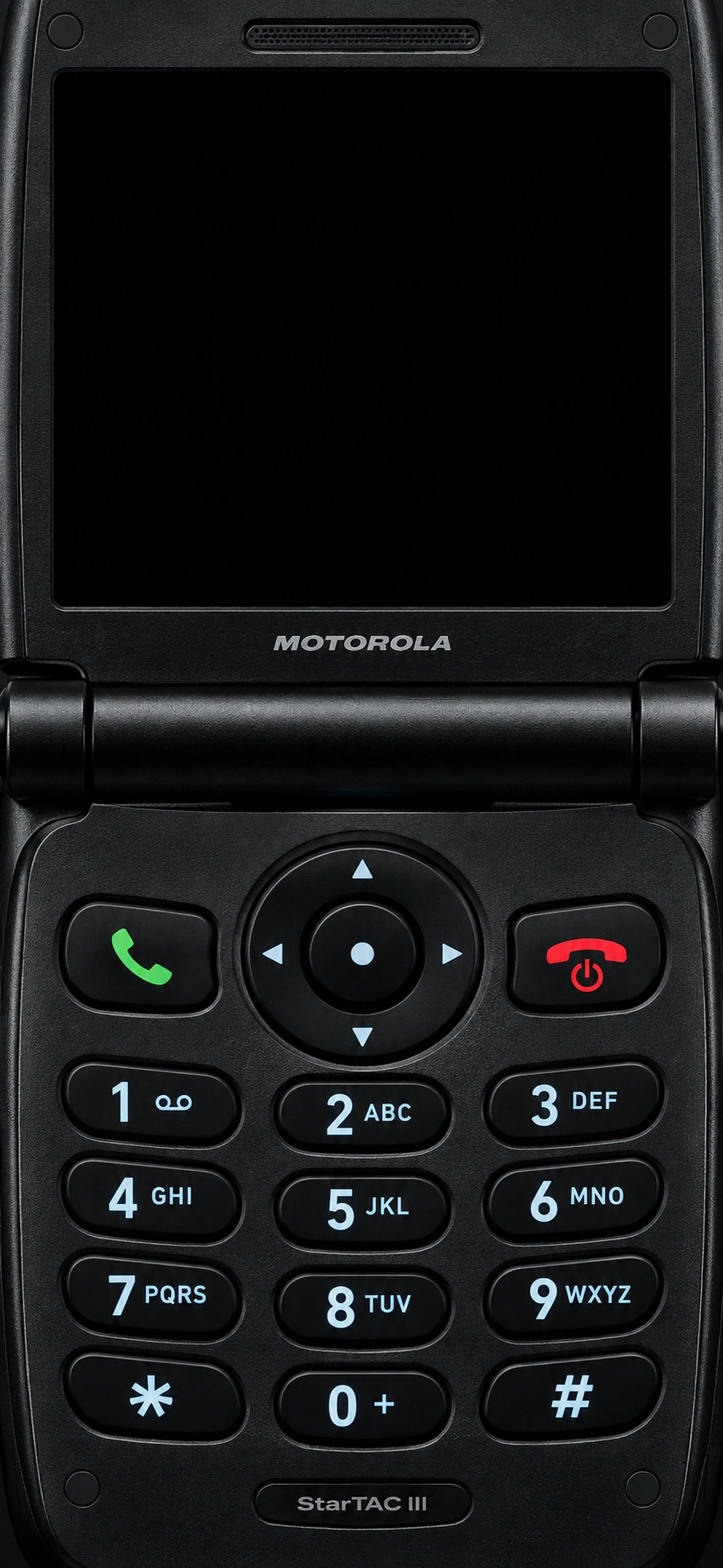 Classic Matte Black Motorola Startac Iii Flip Phone Minimal wallpaper 1474x3195
