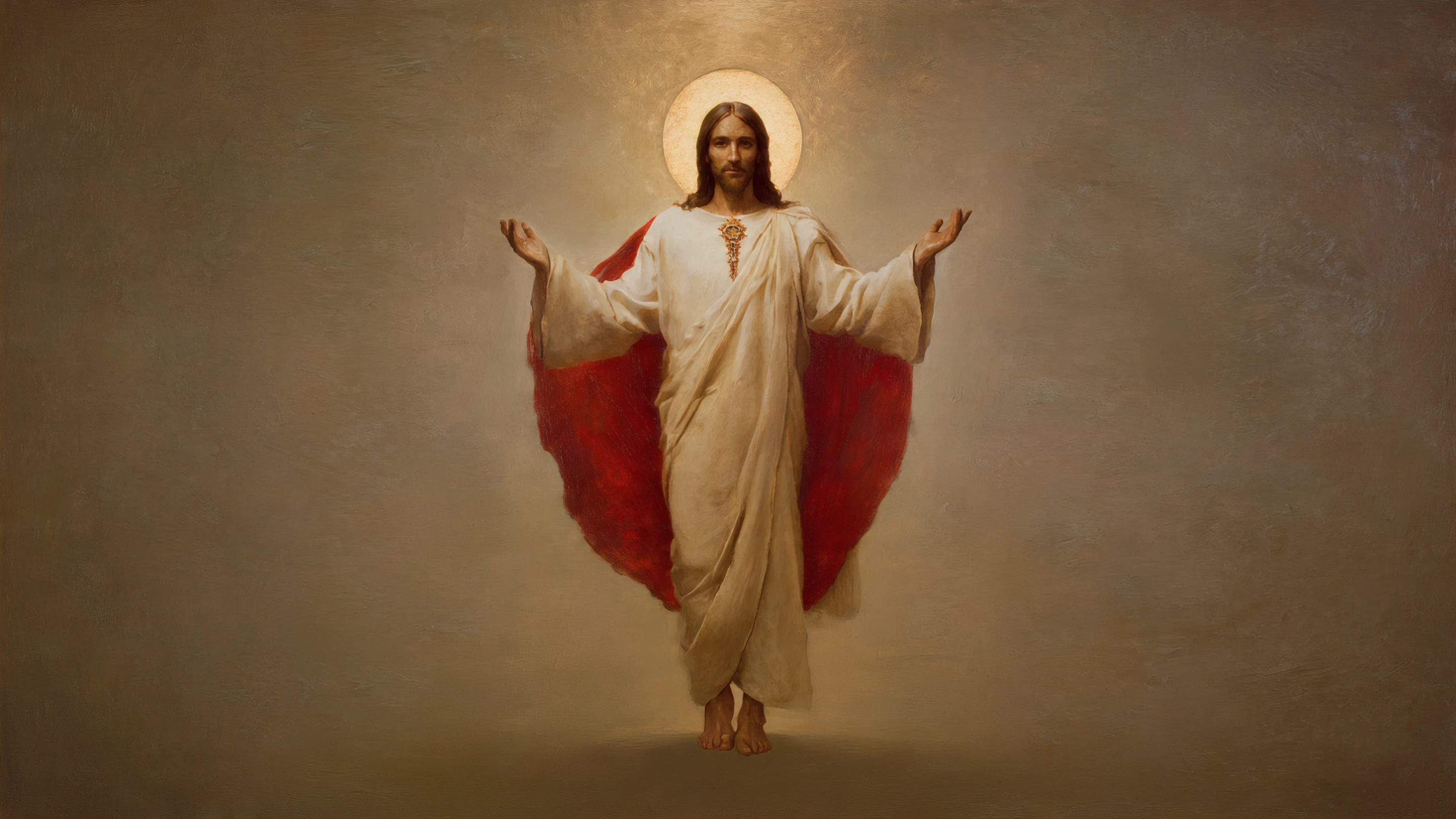 Classic Painting of Religious Figure with Halo