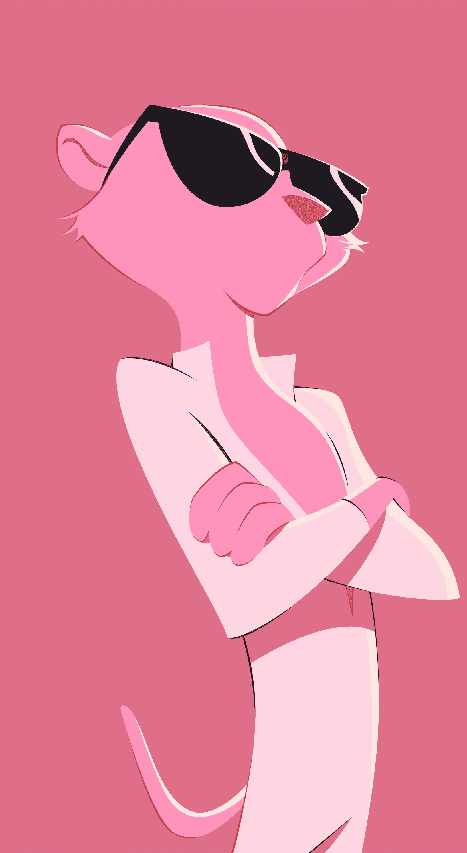 Cool Pink Panther with Sunglasses Cartoon Illustration