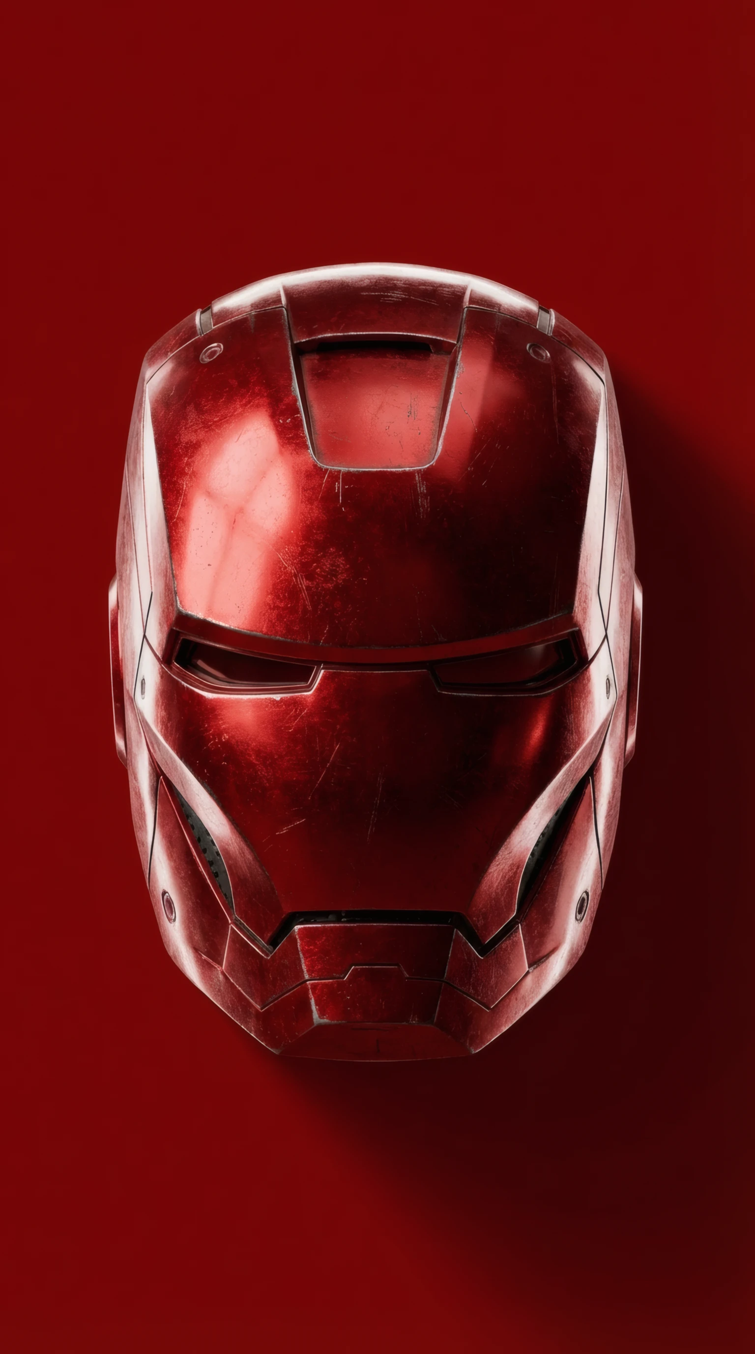 Crimson Iron Man Helmet Close-up Portrait