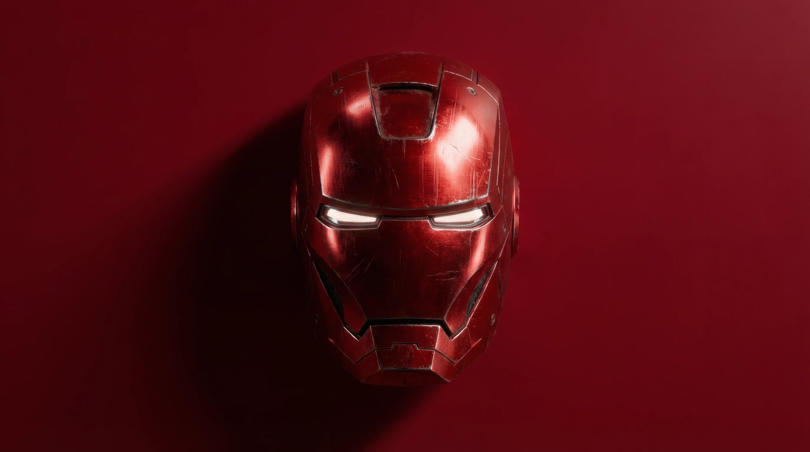 Crimson Iron Man Helmet with Glowing Eyes
