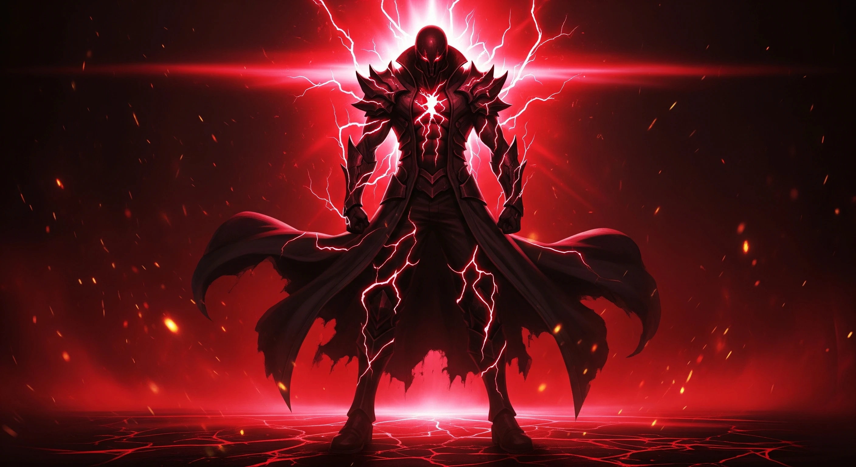 Crimson Knight Engulfed in Electric Fury