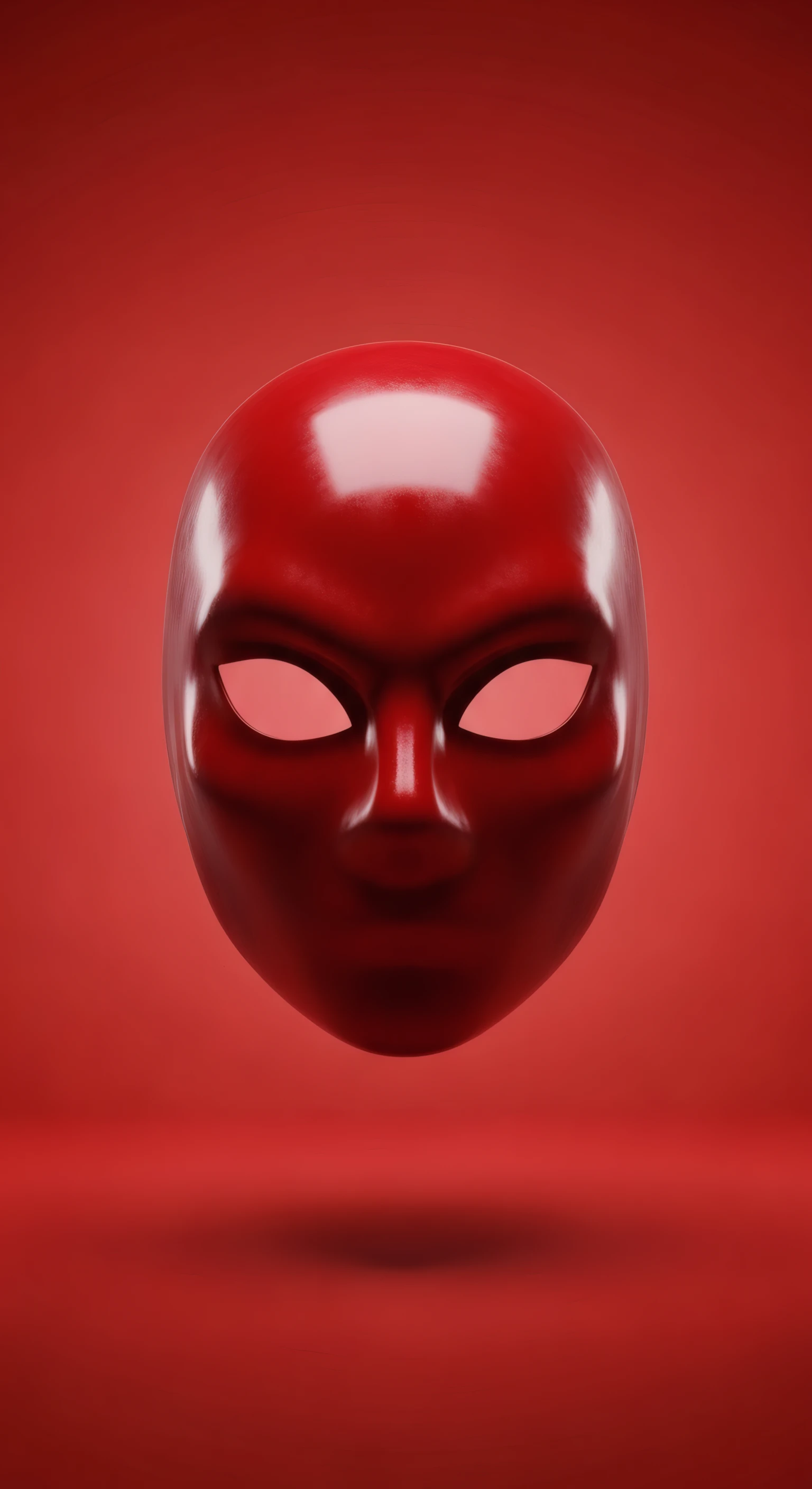 Crimson Mask Suspended in a Red Void