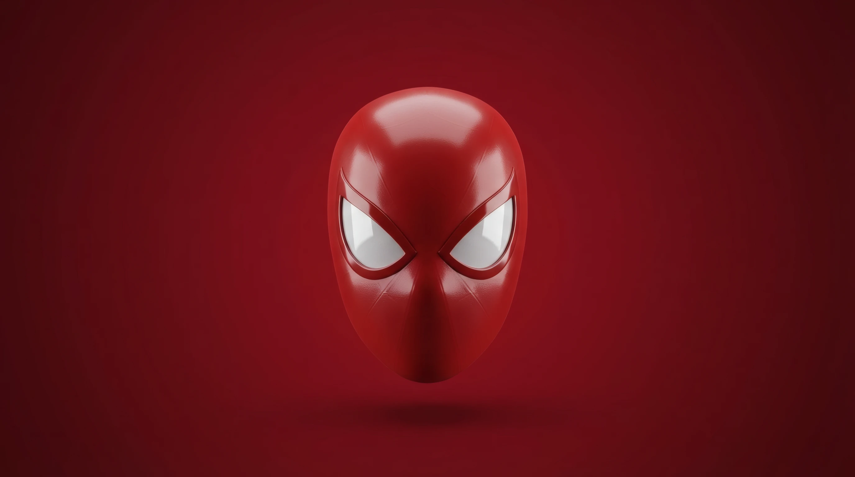 Crimson Superhero Mask with Stark White Eyes