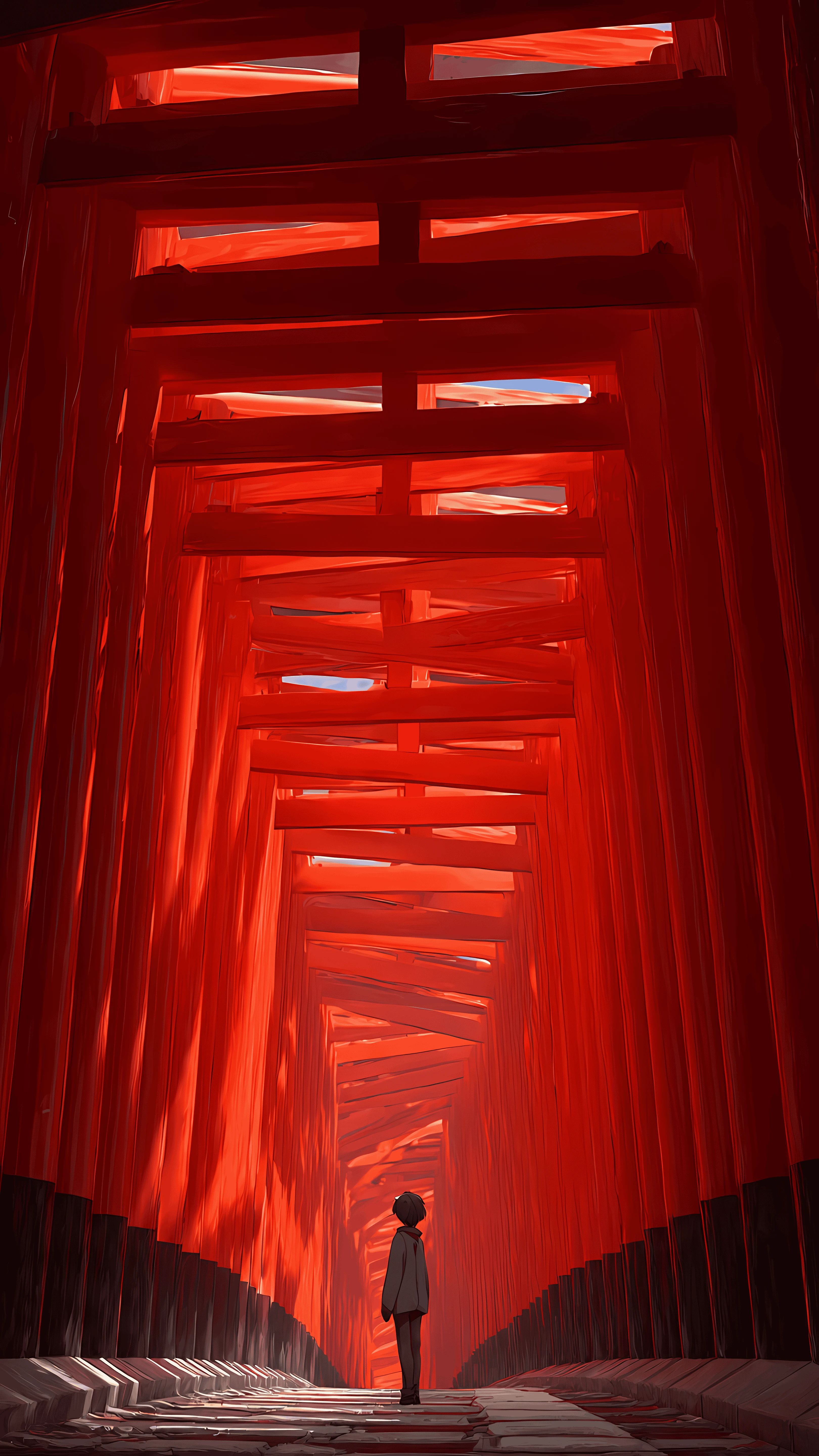 Crimson Torii Gates Endless Journey 4k