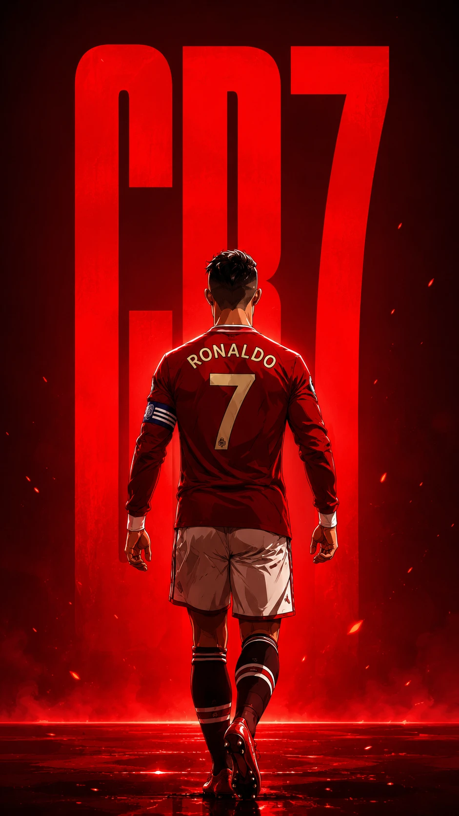 Cristiano Ronaldo Crimson Glory on the Pitch Art wallpaper 941x1672