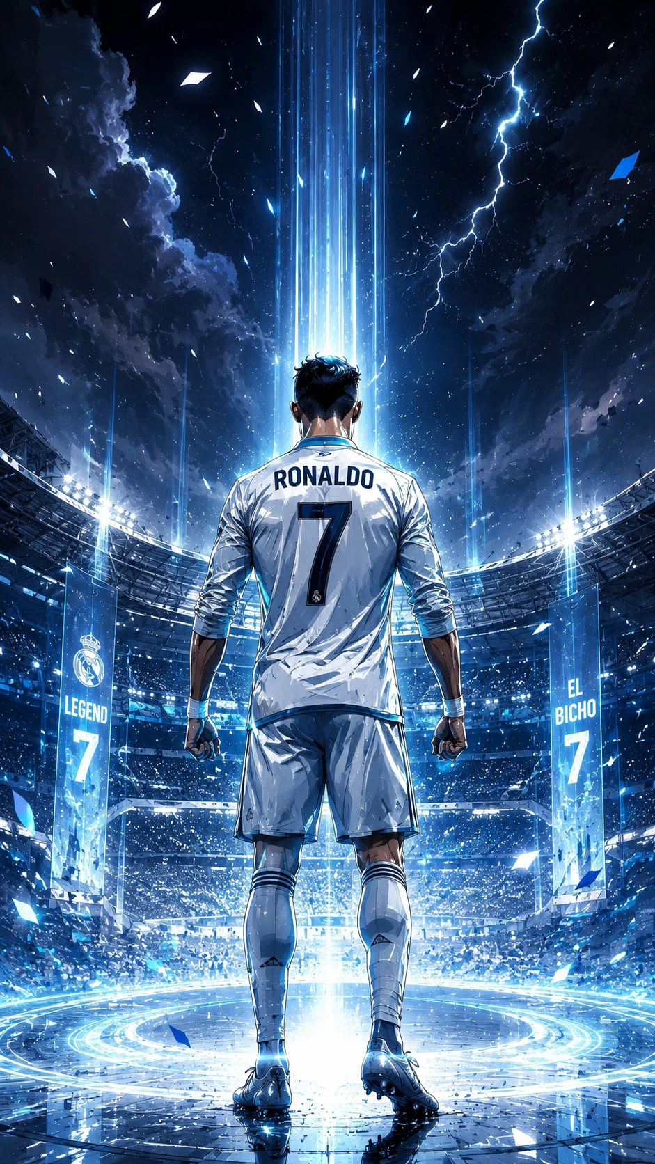 Cristiano Ronaldo Digital Legend in Electric Blue Art wallpaper 941x1672