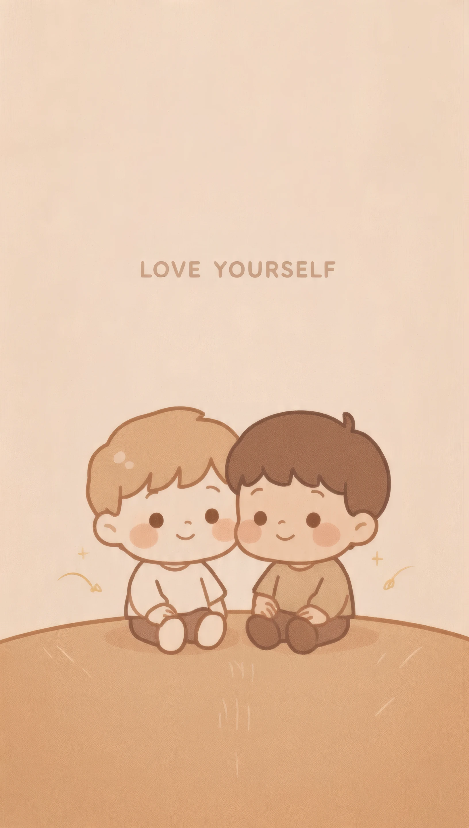 Cute Cartoon Boys with 'love Yourself' Message