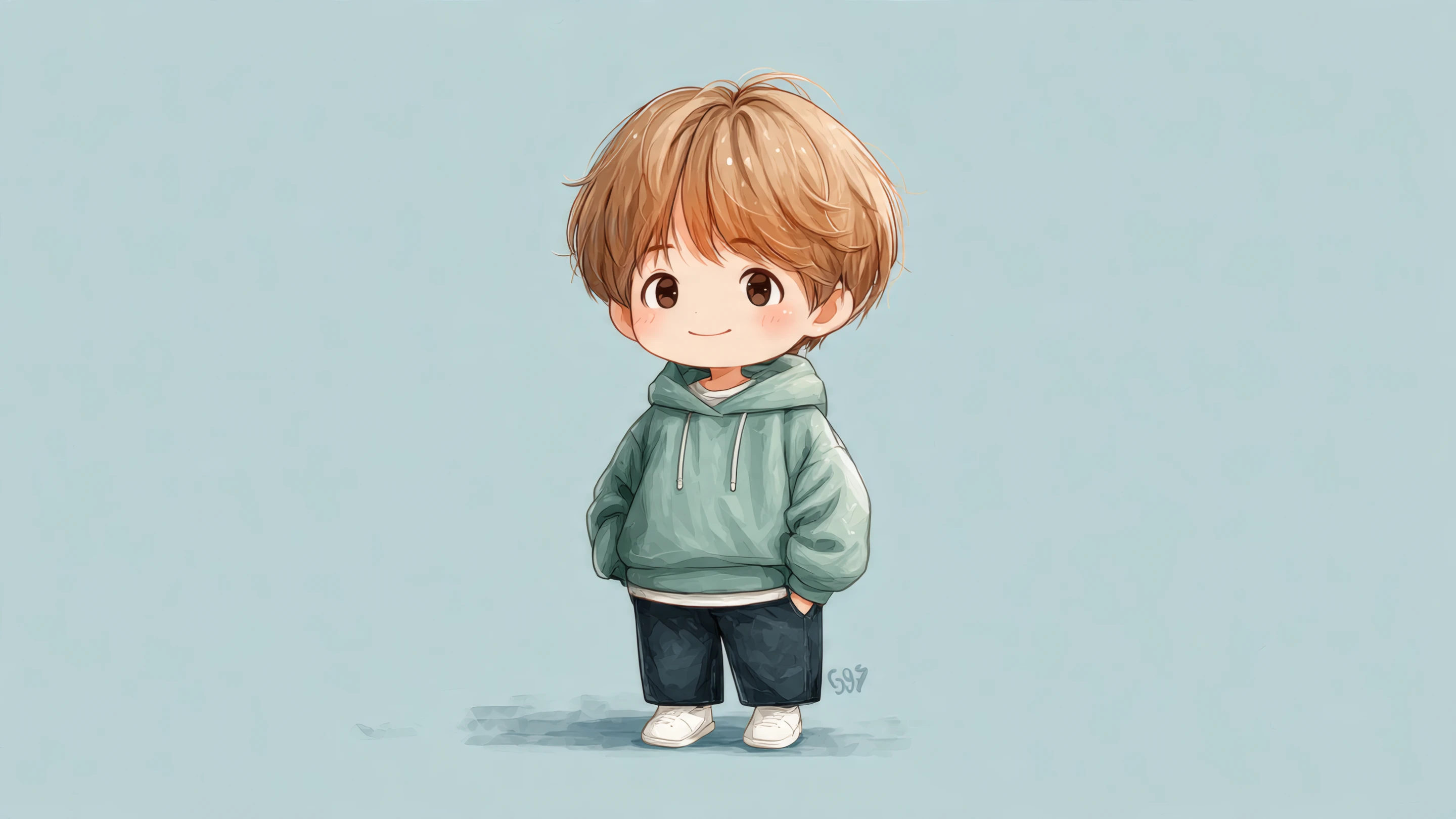 Cute Chibi Boy Illustration with Hoodie and Smile