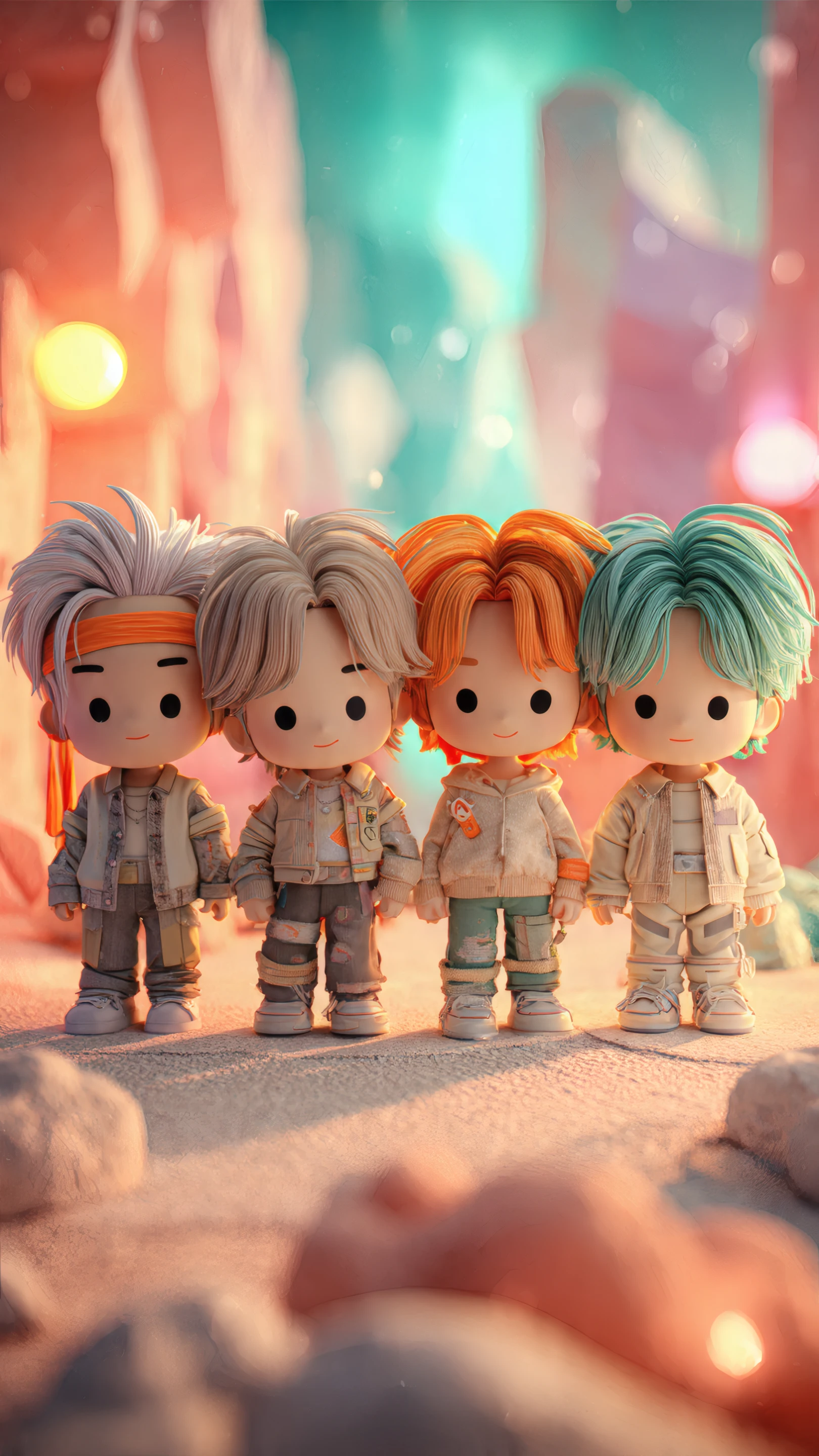Cute Chibi Figures with Pastel Hair Colors
