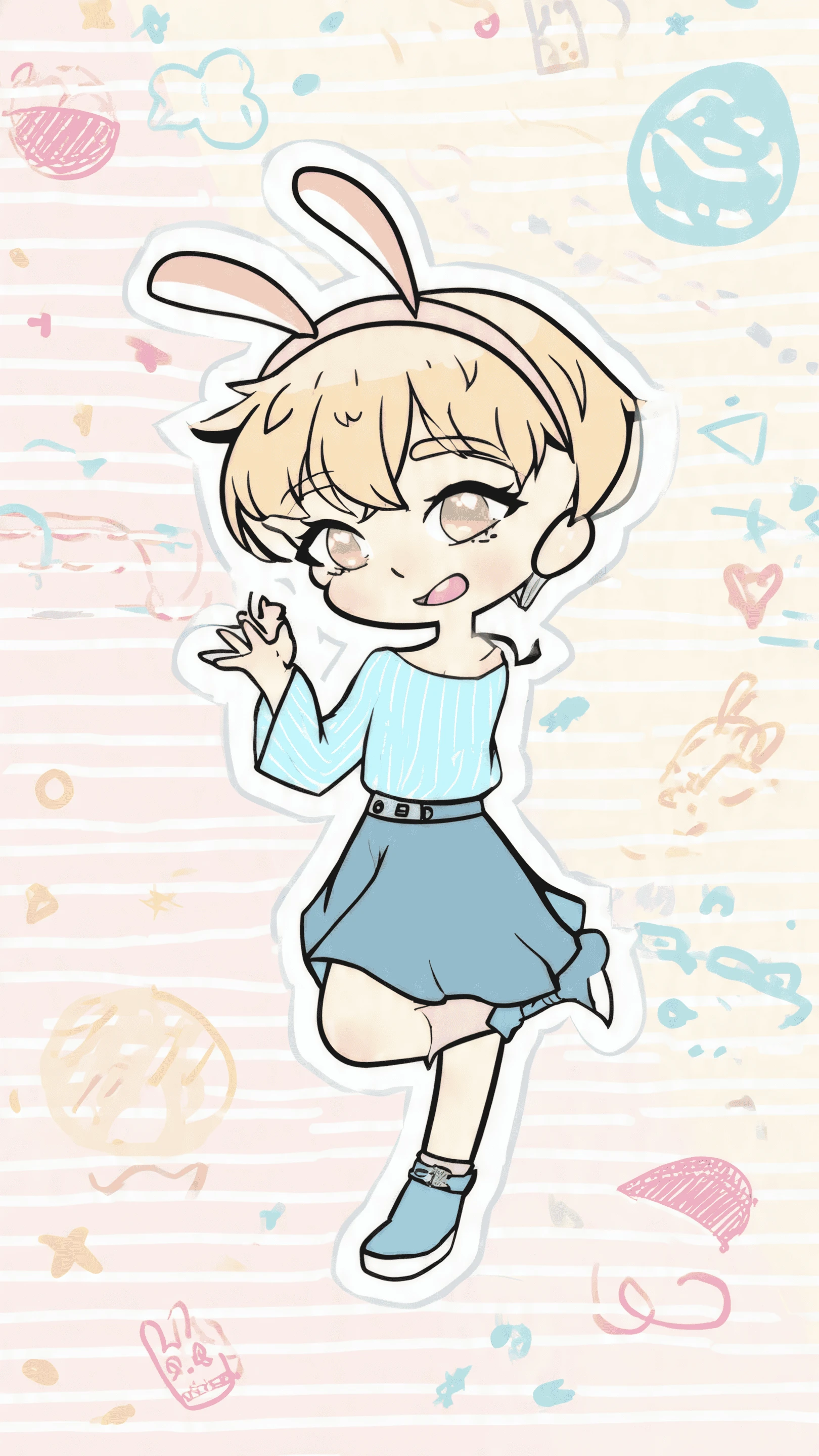 Cute Chibi Girl with Bunny Ears Illustration