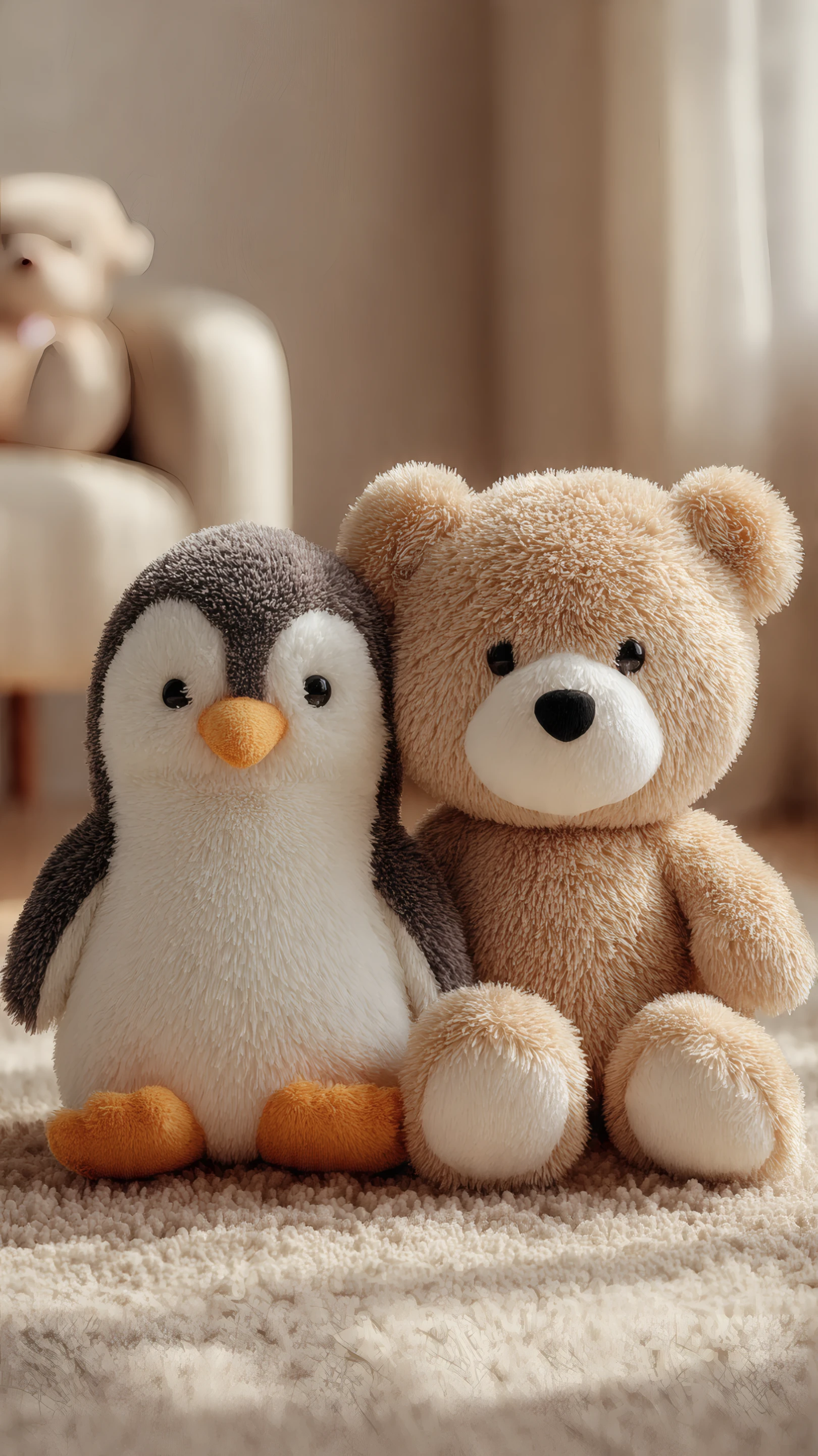 Cute Plush Penguin and Teddy Bear Stuffed Animals