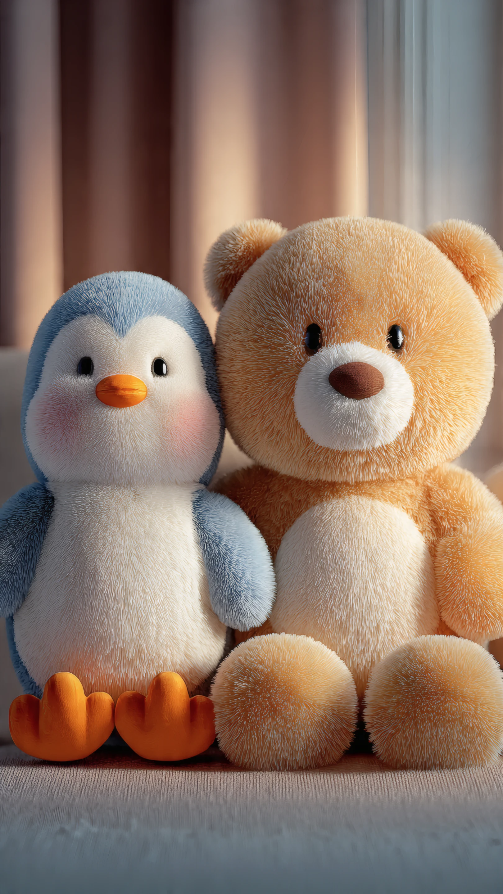 Cute Stuffed Penguin and Teddy Bear Plush Toys