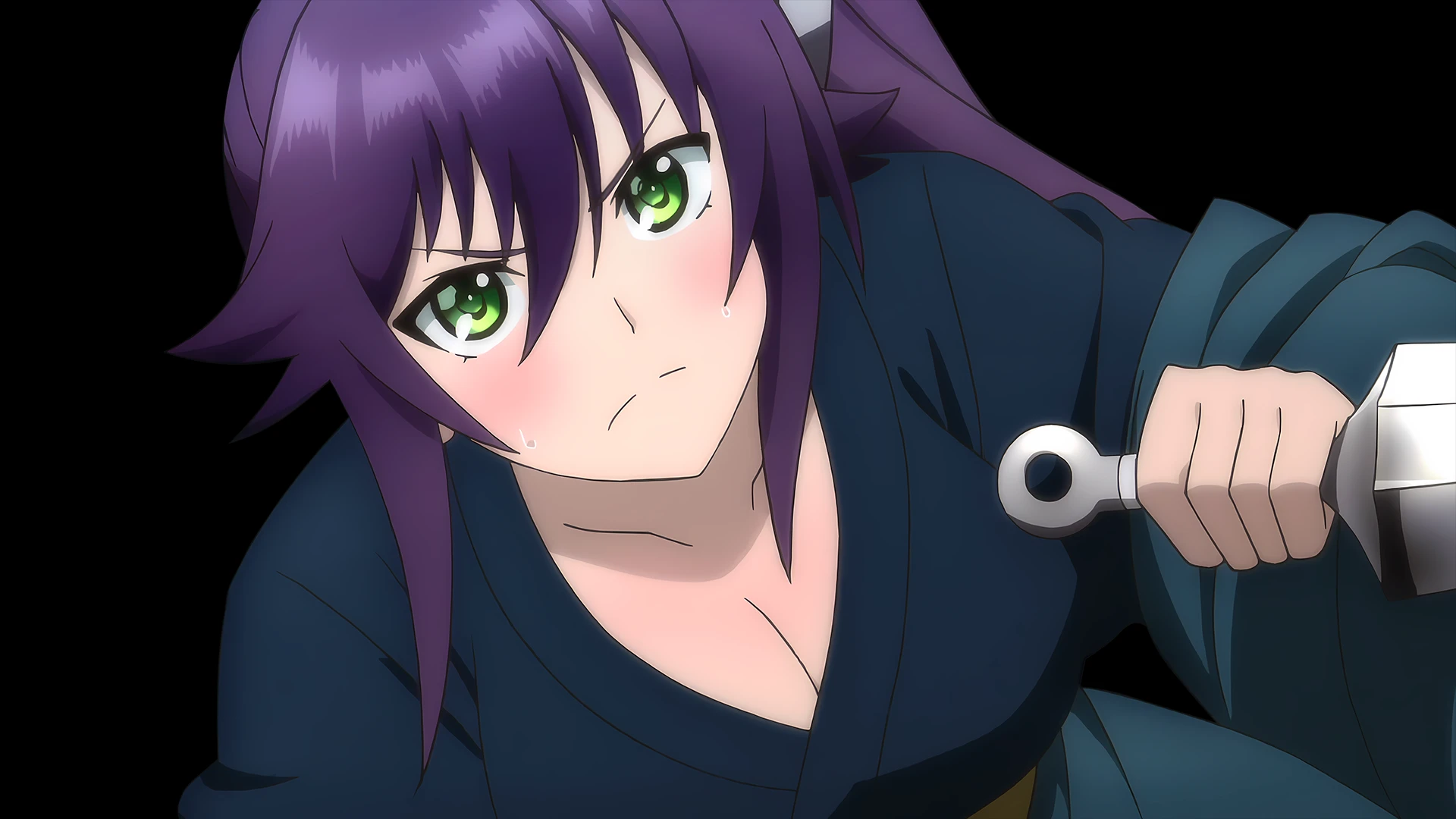 Determined Anime Girl with Green Eyes Ready for Battle